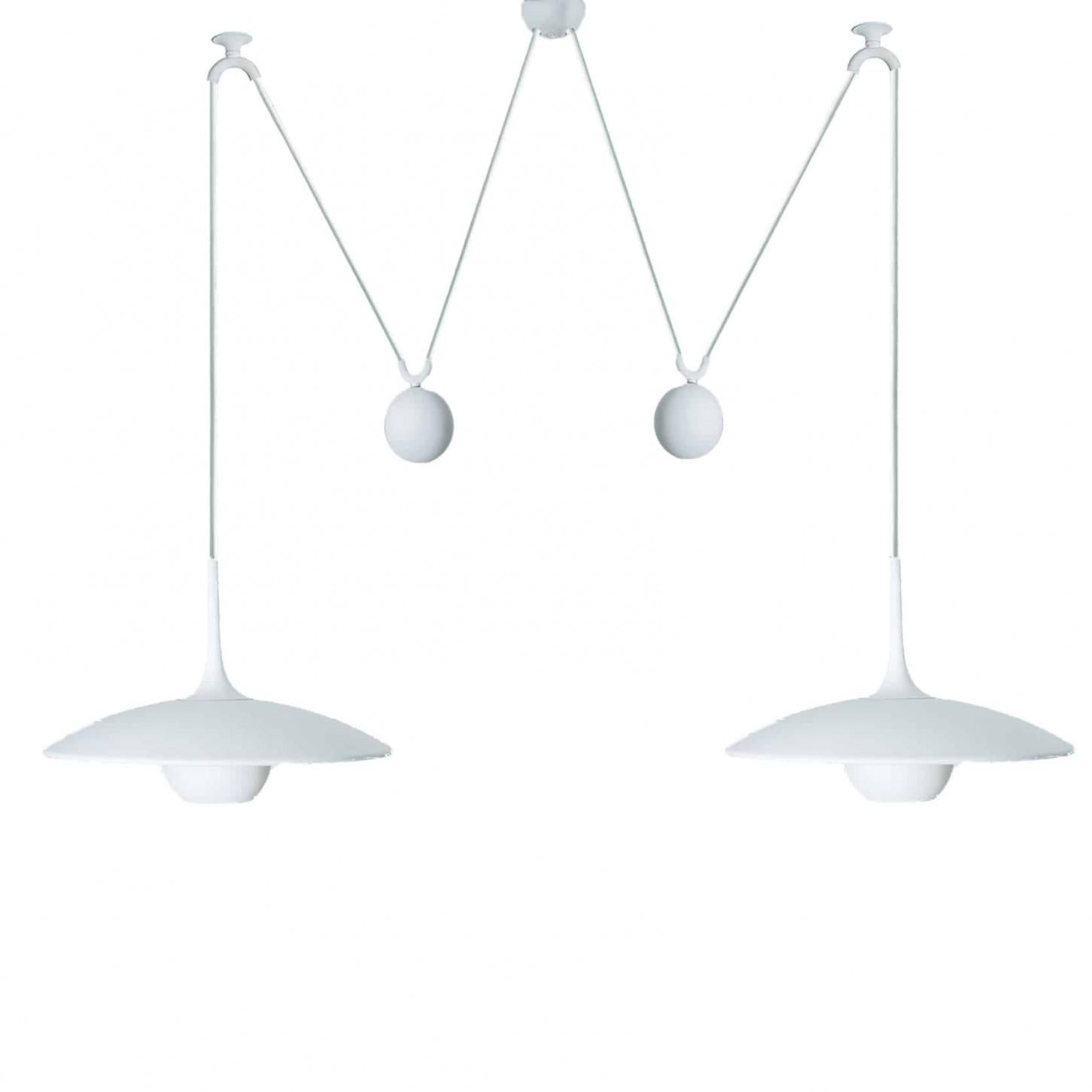 Modern Onos 40 Double Pull White Brass Pendant Lamp by Florian Schulz, Germany For Sale