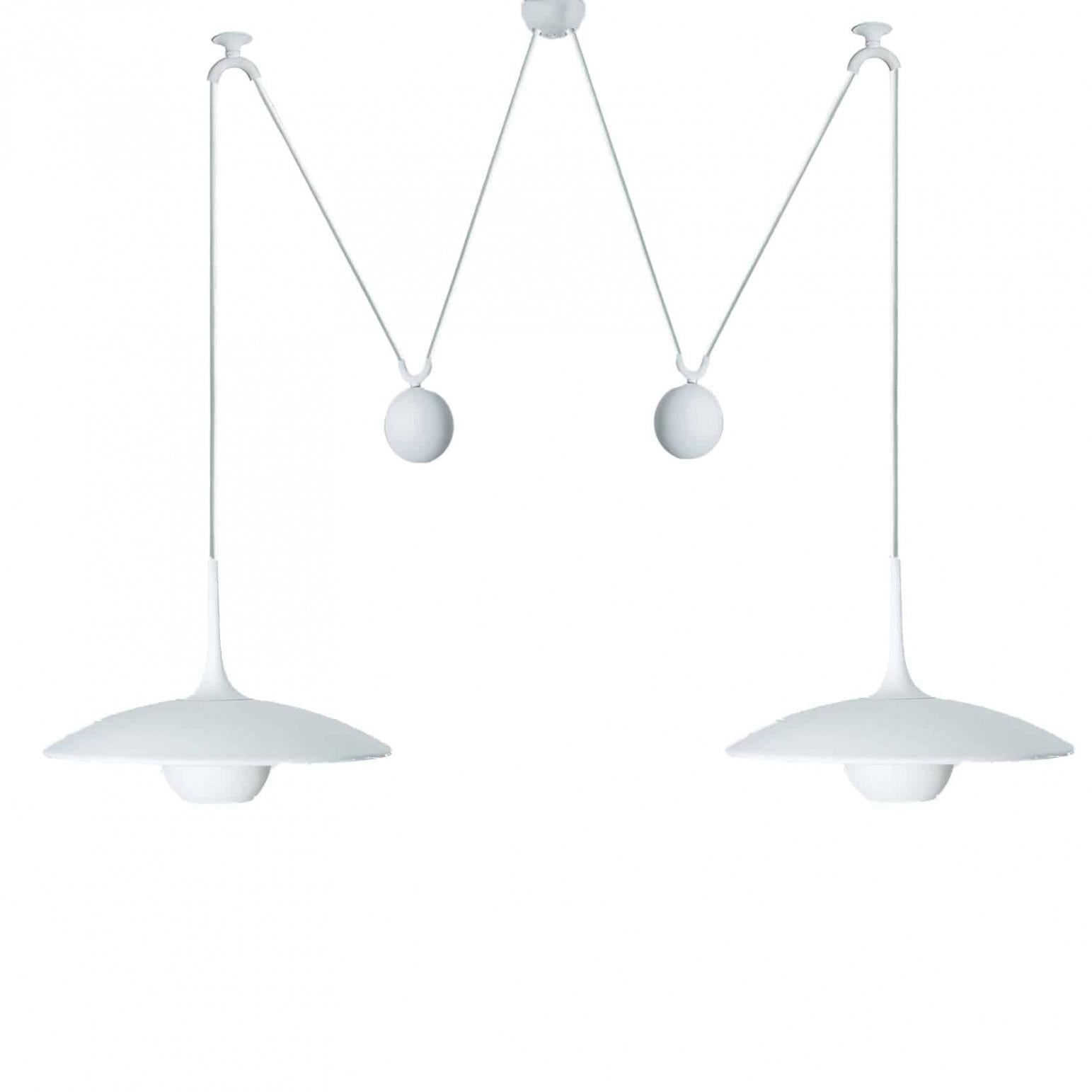 Modern Onos 40 Double Pull White Brass Pendant Lamp by Florian Schulz, Germany For Sale