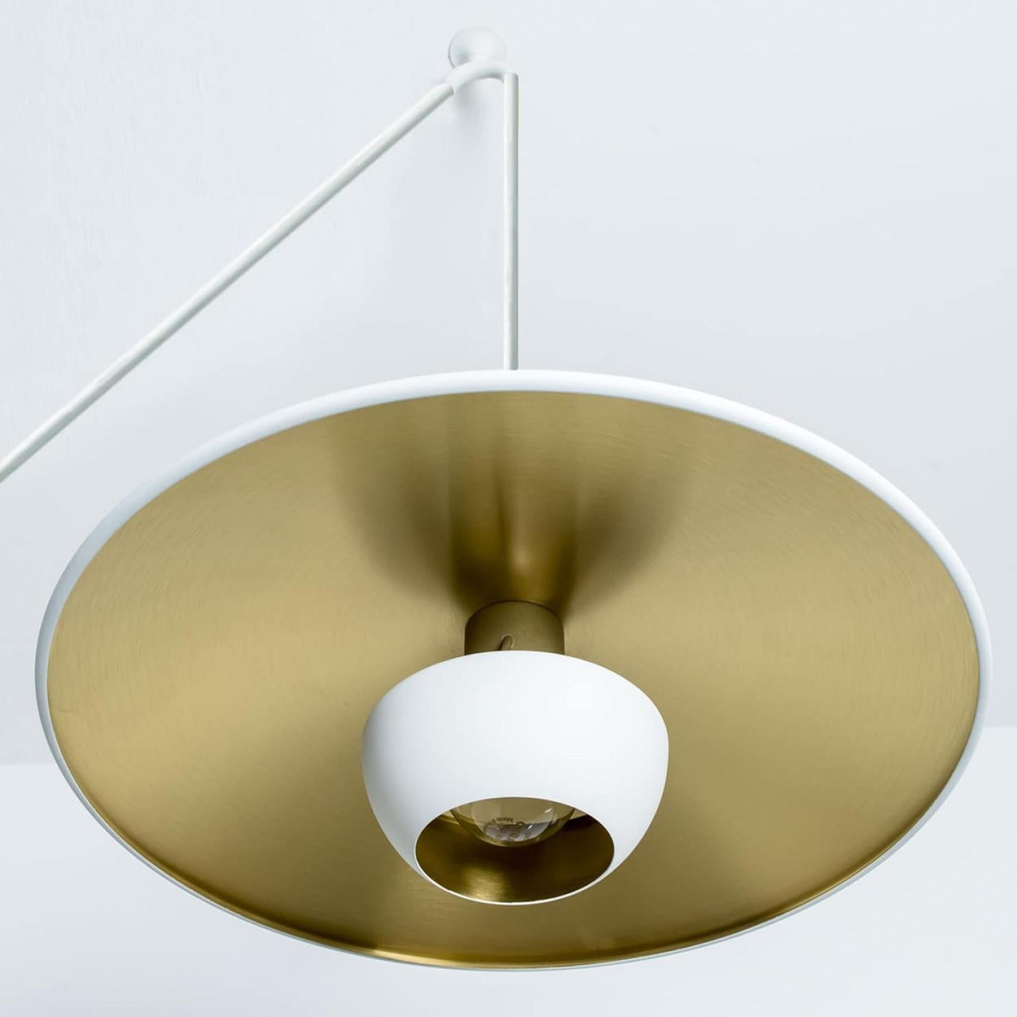 Lucidato Lampada a sospensione Onos 40 Double Pull White Brass di Florian Schulz, Germania in vendita