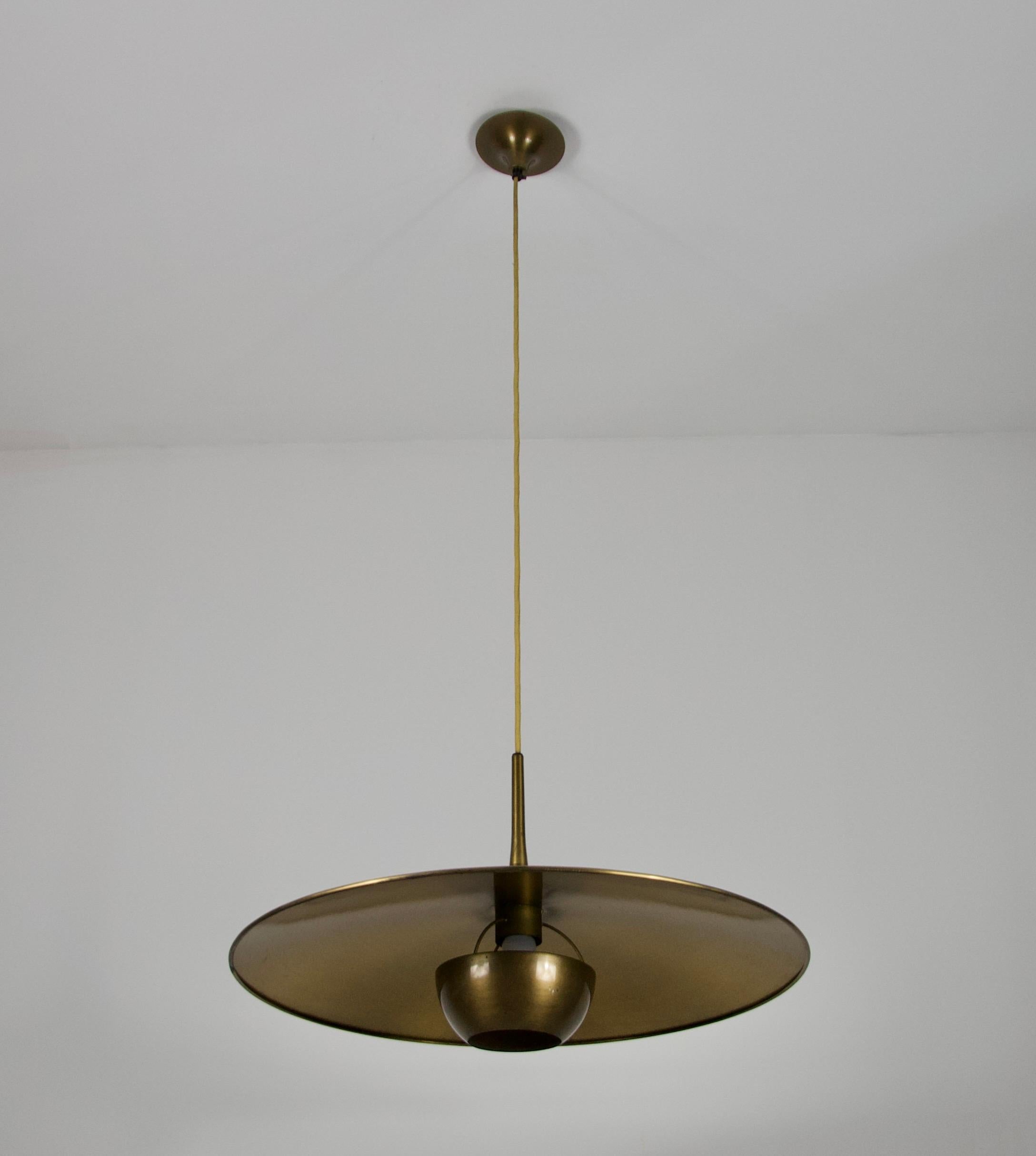 Late 20th Century 'Onos 55' Brass Pendant Lamp by Florian Schulz, 1970s Germany For Sale