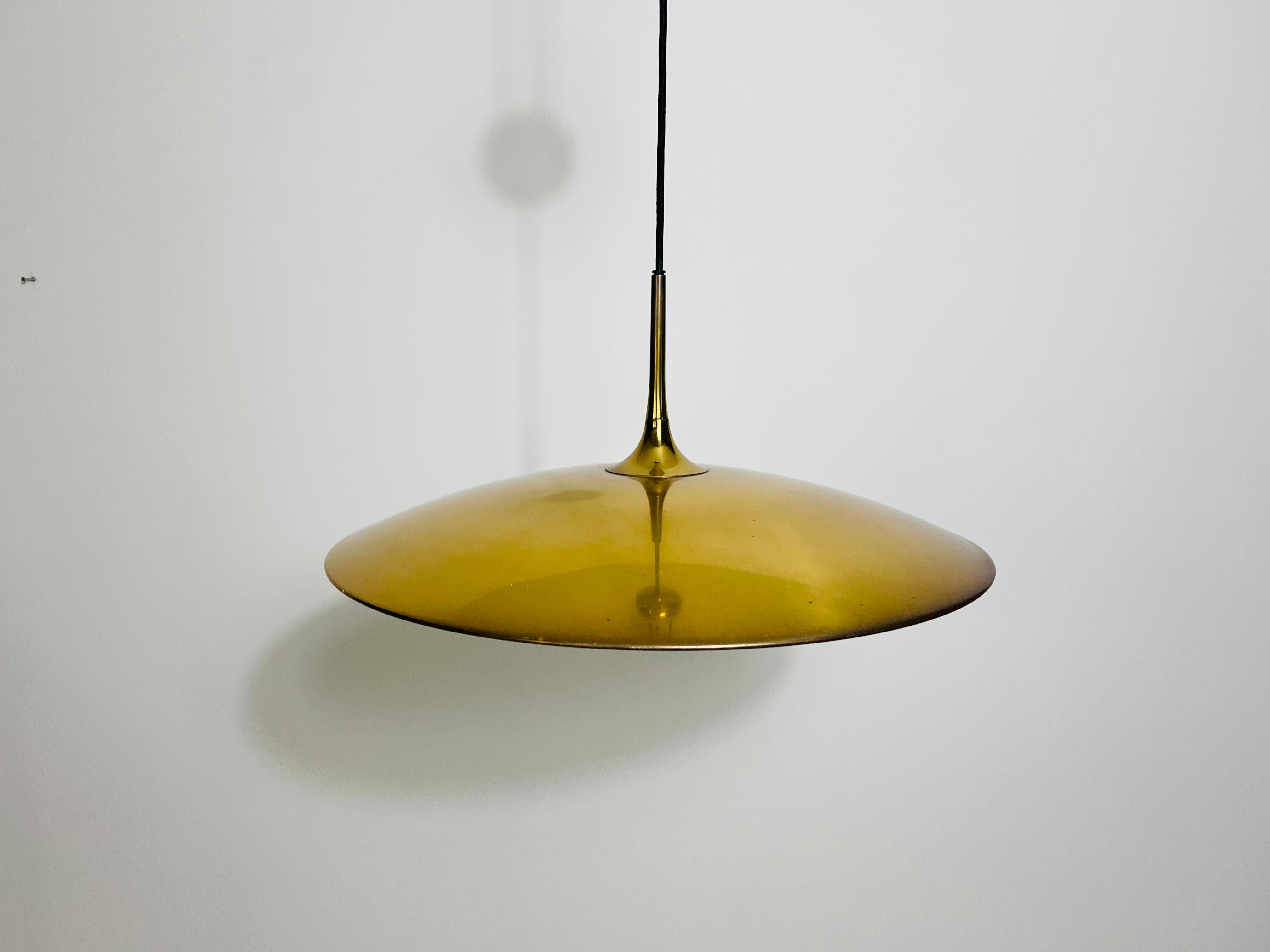 'Onos 55' Brass Pendant Lamp with Counterweight by Florian Schulz, 1970s Germany 6