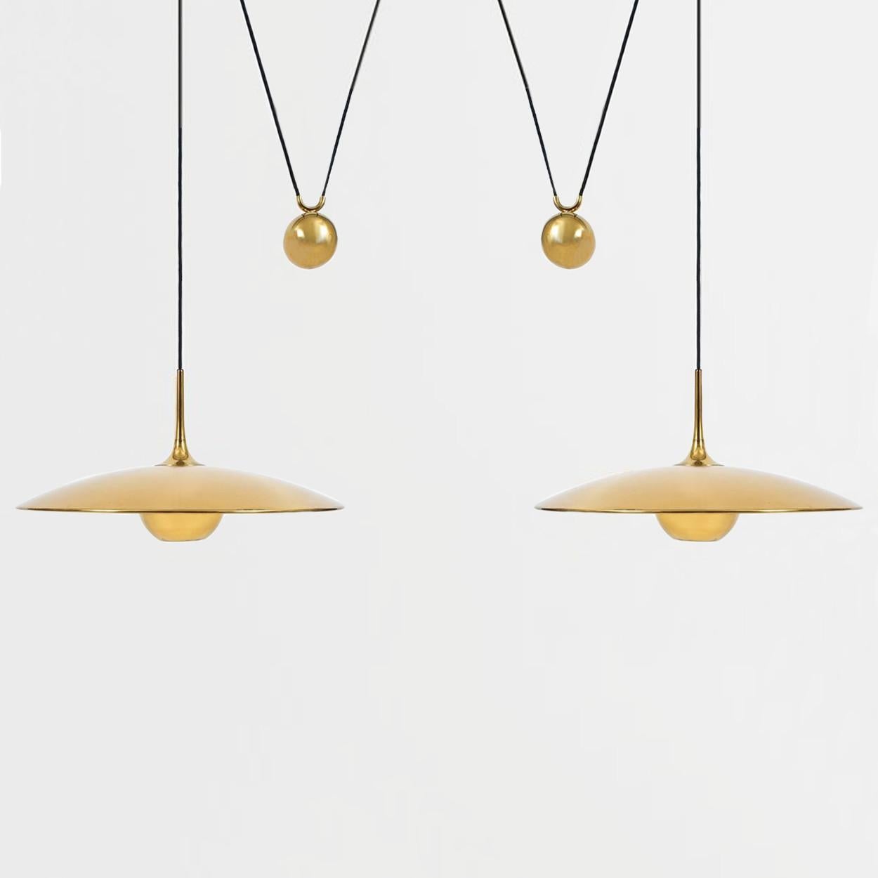 German Onos 55 Double Pull Brass Pendant Lamp by Florian Schulz