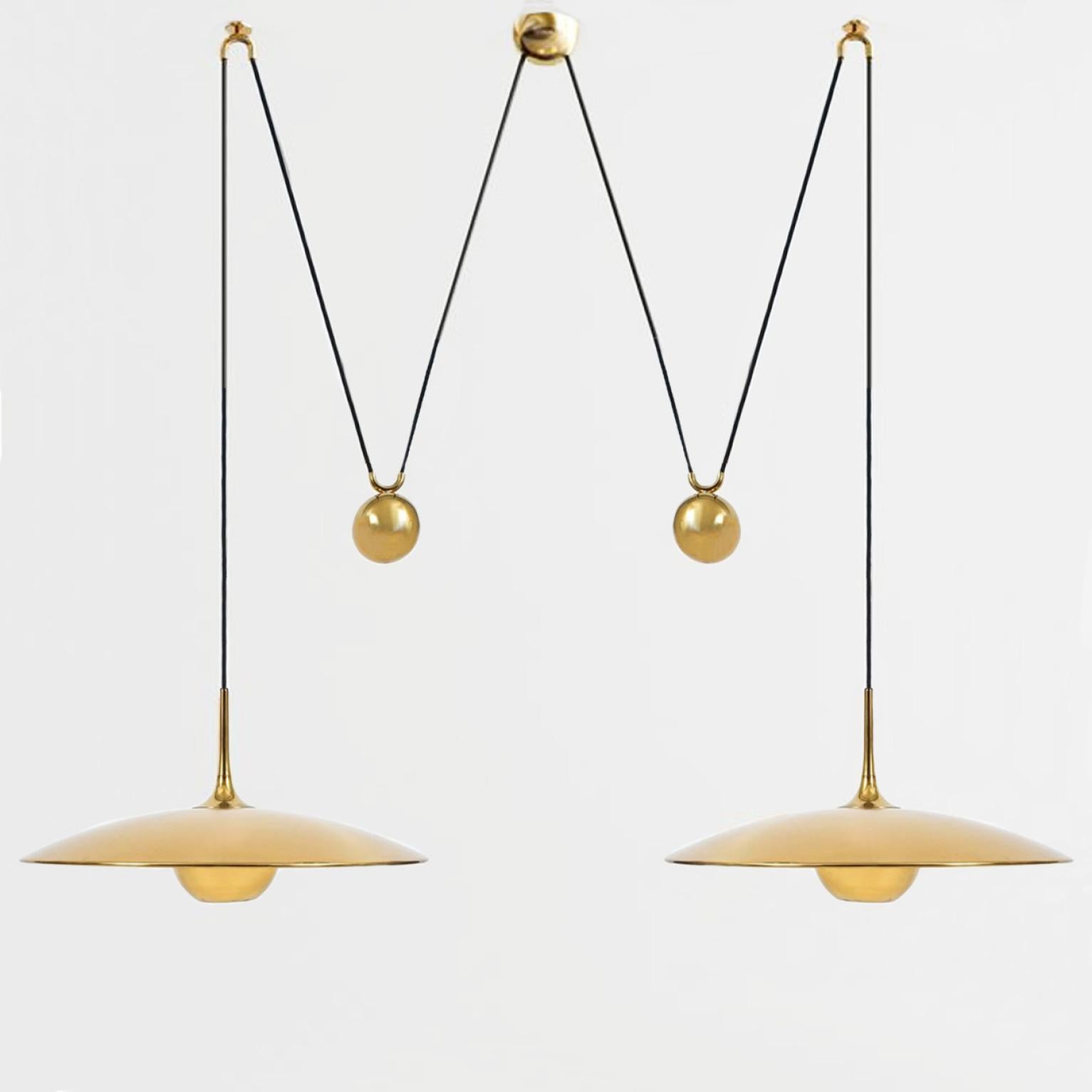 Polished Onos 55 Double Pull Brass Pendant Lamp by Florian Schulz