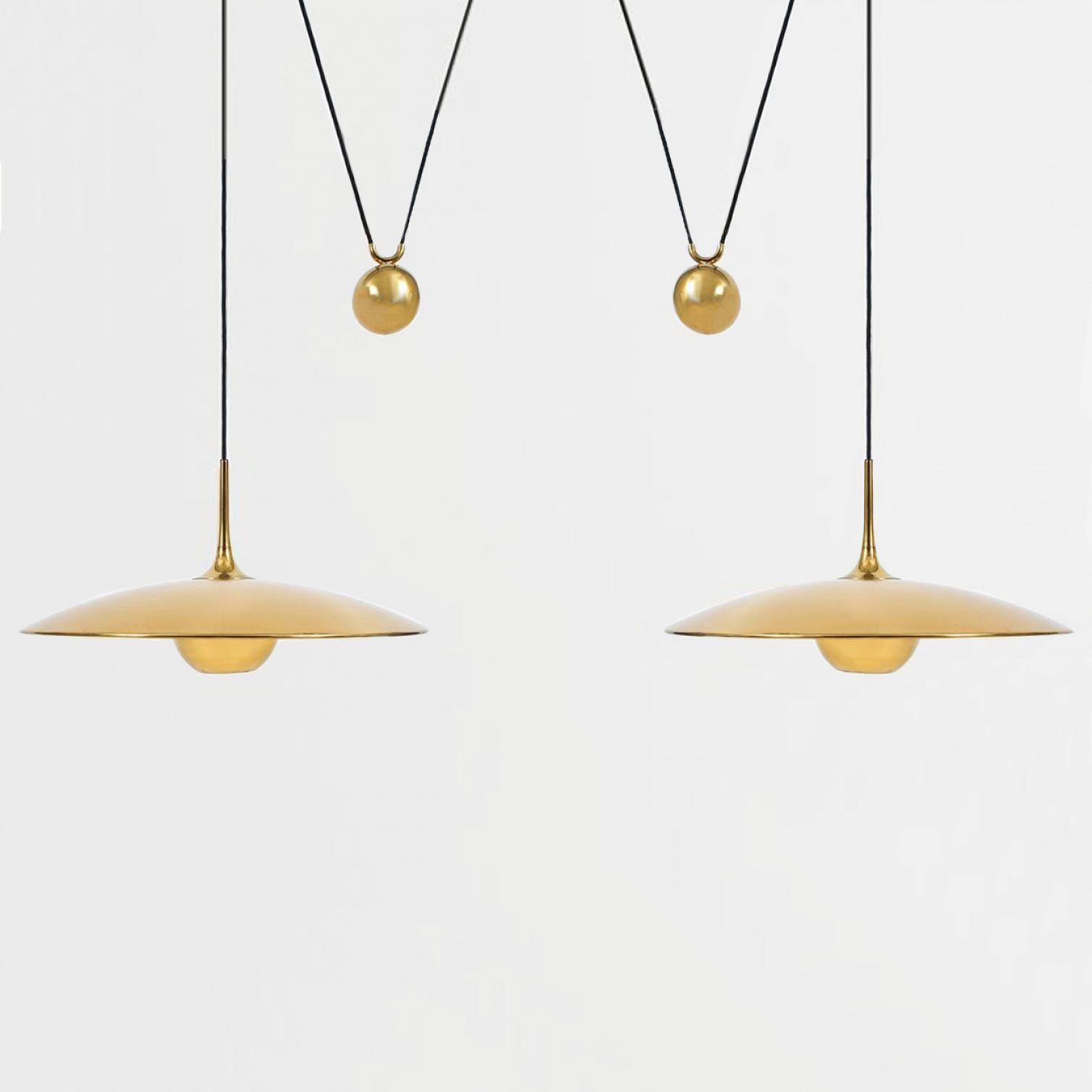 Modern Onos 55 Double Pull Brass Pendant Lamp by Florian Schulz, Germany