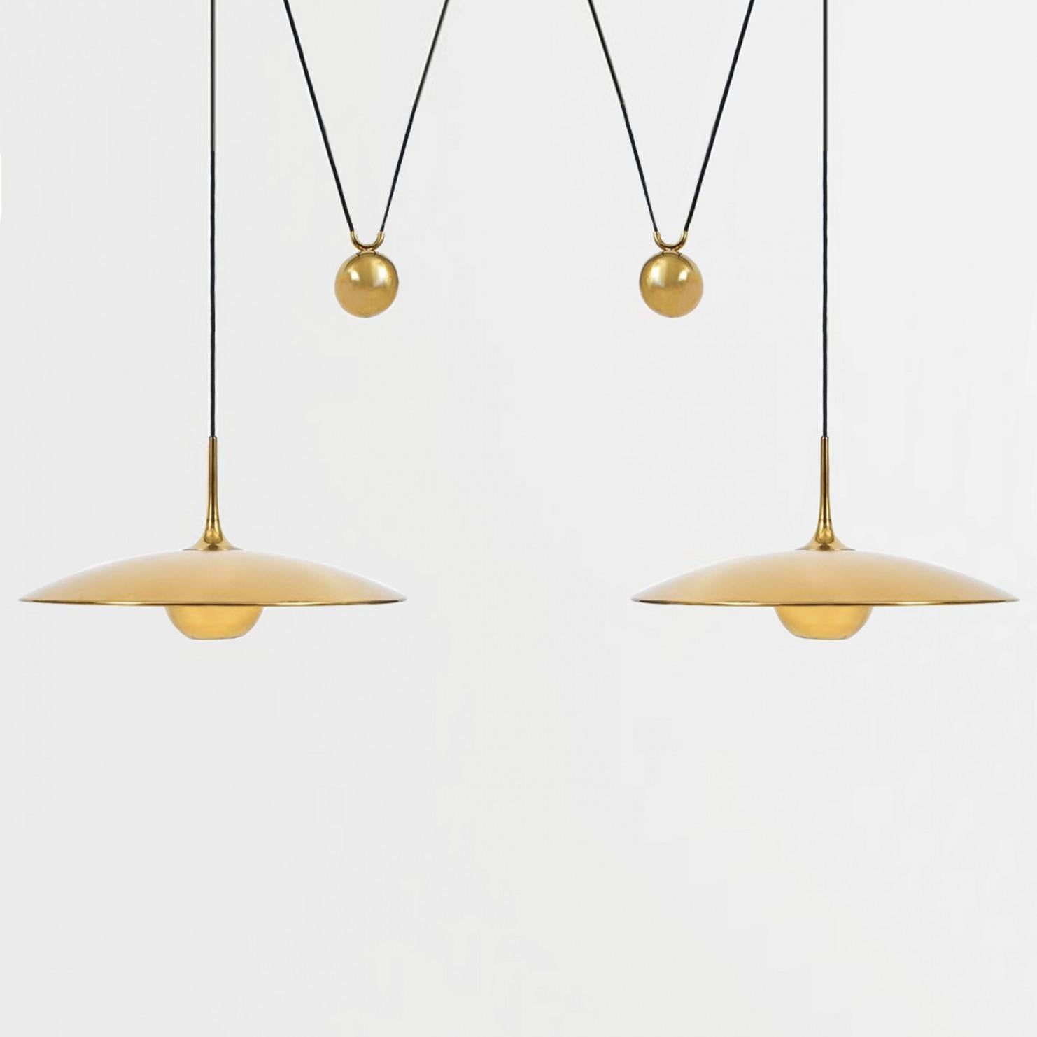 Modern Onos 55 Double Pull Brass Pendant Lamp by Florian Schulz, Germany For Sale