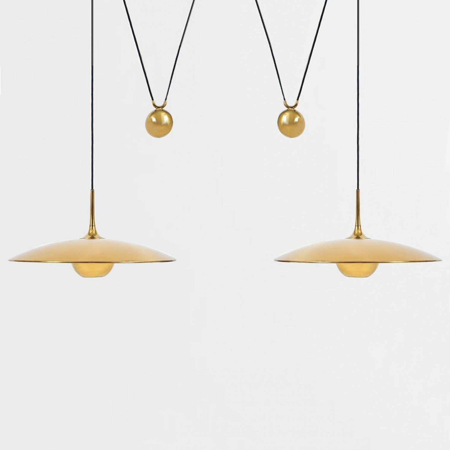 Modern Onos 55 Double Pull Brass Pendant Lamp by Florian Schulz, Germany