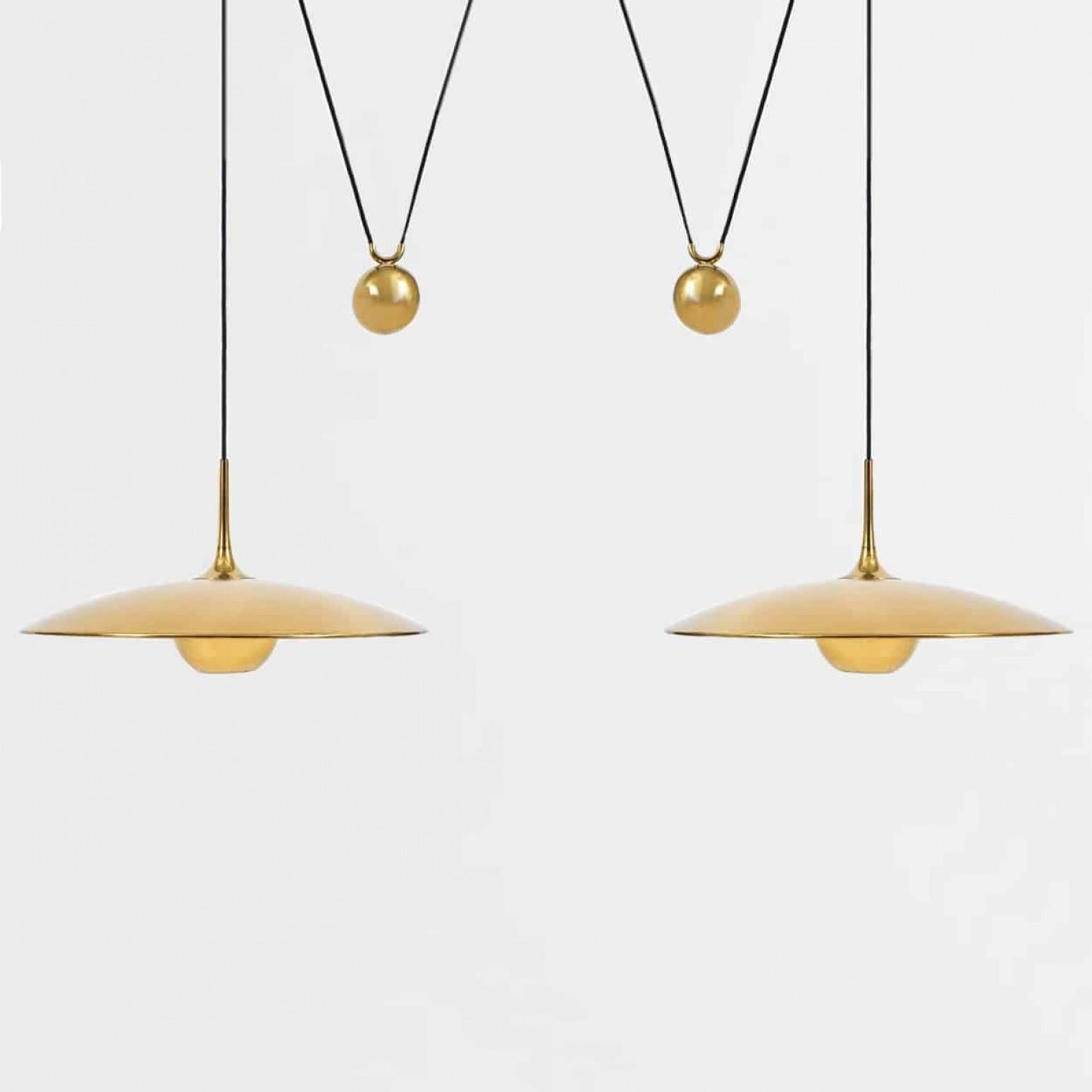 Modern Onos 55 Double Pull Brass Pendant Lamp by Florian Schulz, Germany