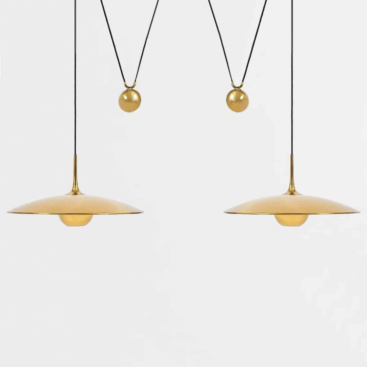 Modern Onos 55 Double Pull Brass Pendant Lamp by Florian Schulz, Germany For Sale