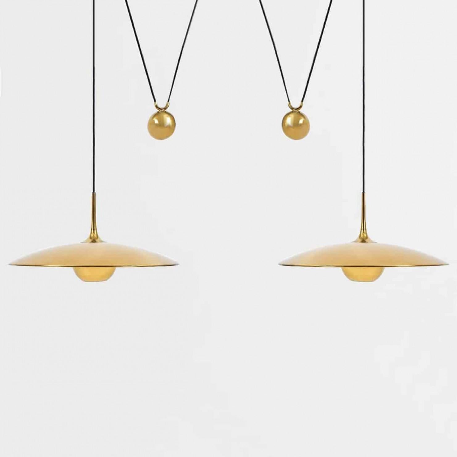 Modern Onos 55 Double Pull Brass Pendant Lamp by Florian Schulz, Germany For Sale