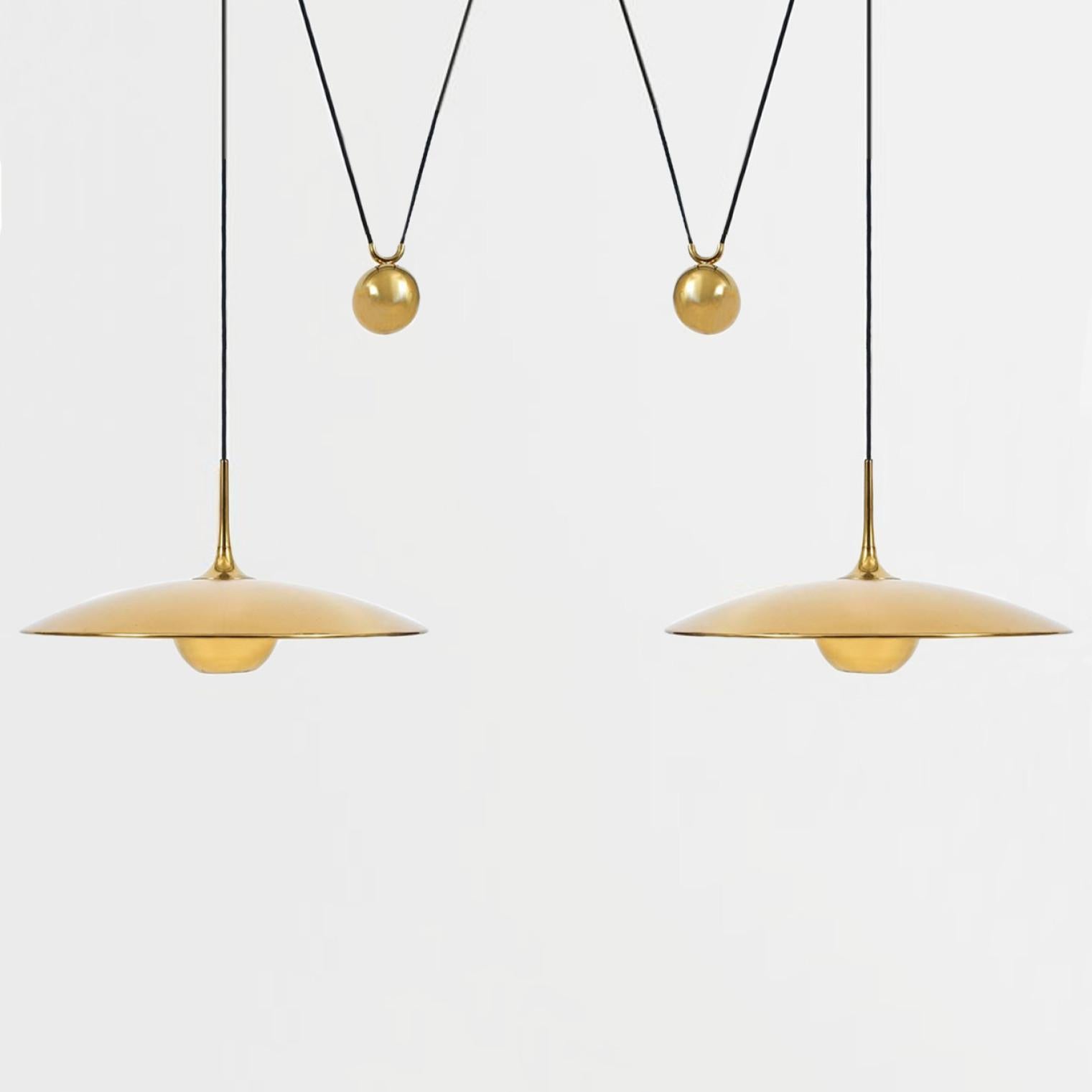 Polished Onos 55 Double Pull Brass Pendant Lamp by Florian Schulz, Germany
