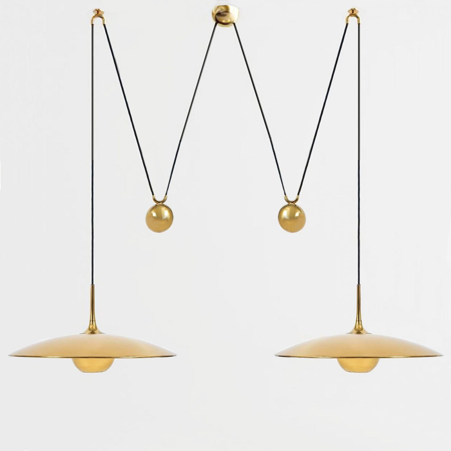 Onos 55 Double Pull Brass Pendant Lamp by Florian Schulz, Germany In Good Condition In Rijssen, NL
