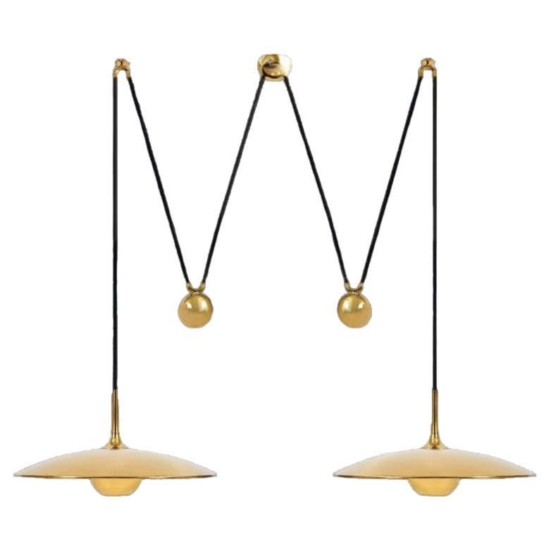 Onos 55 Double Pull Brass Pendant Lamp by Florian Schulz, Germany For Sale