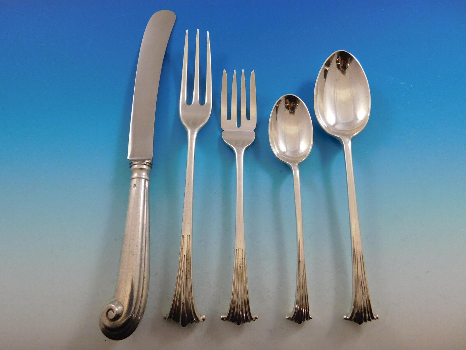 Superb Onslow by Marshall Fields (retailer) English sterling silver Flatware set, 55 pieces. This set includes:

10 Dinner Size Knives, pistol grip, 9 5/8
