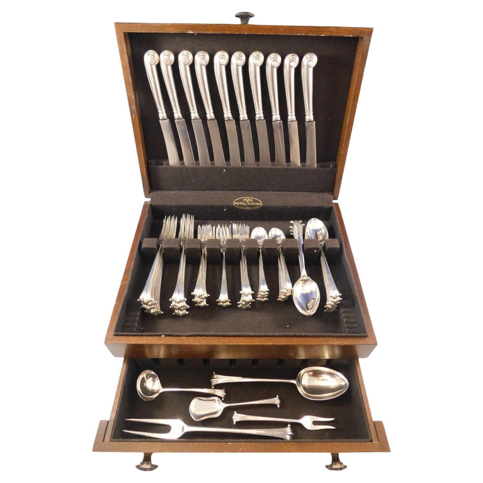 Onslow by Marshall Fields Sterling Silver Flatware Set 10 Service 55 Pcs Dinner For Sale