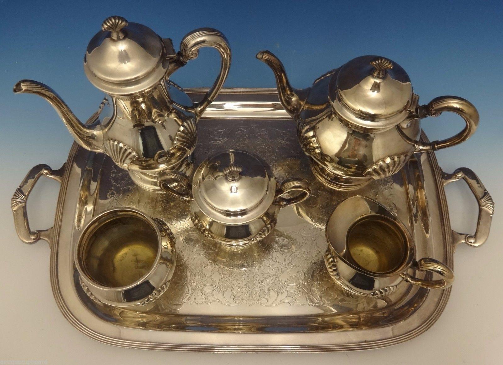 American Onslow by Tuttle Silver Plate Tea Set of 6 Pieces