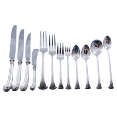 Used Onslow by Tuttle Sterling Silver Flatware Service 12 Set 155 pcs Dinner Old