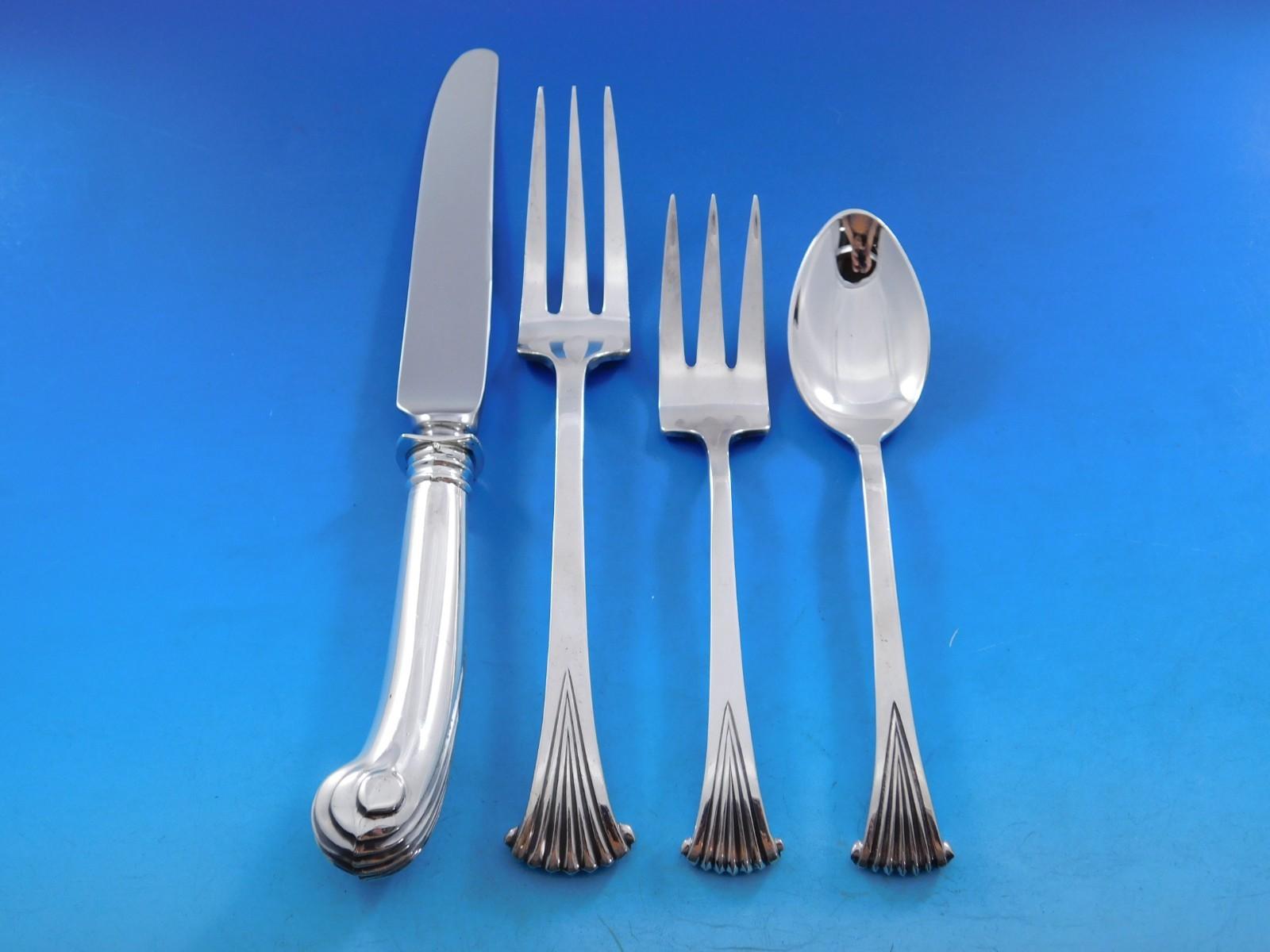 20th Century Onslow by Tuttle Sterling Silver Flatware Service for 12 Set 60 pcs RMN & LBJ For Sale