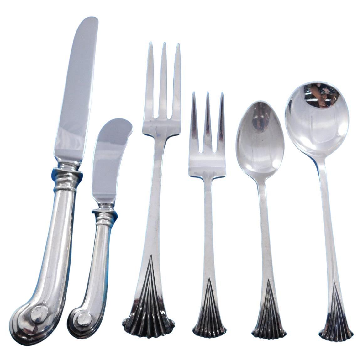 Onslow by Tuttle Sterling Silver Flatware Service for 12 Set 72 Pcs Dinner LBJ