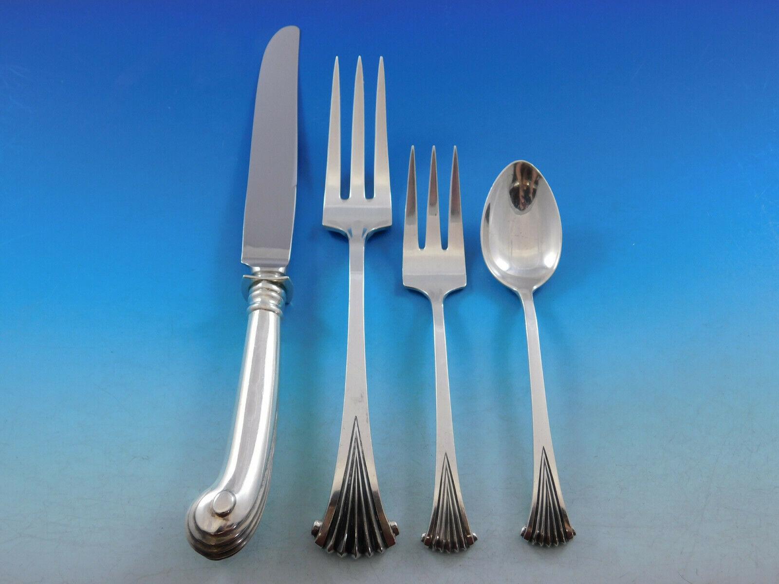 Onslow by Tuttle Sterling Silver Flatware Set for 12 Service 134 Pcs Dinner In Excellent Condition For Sale In Big Bend, WI