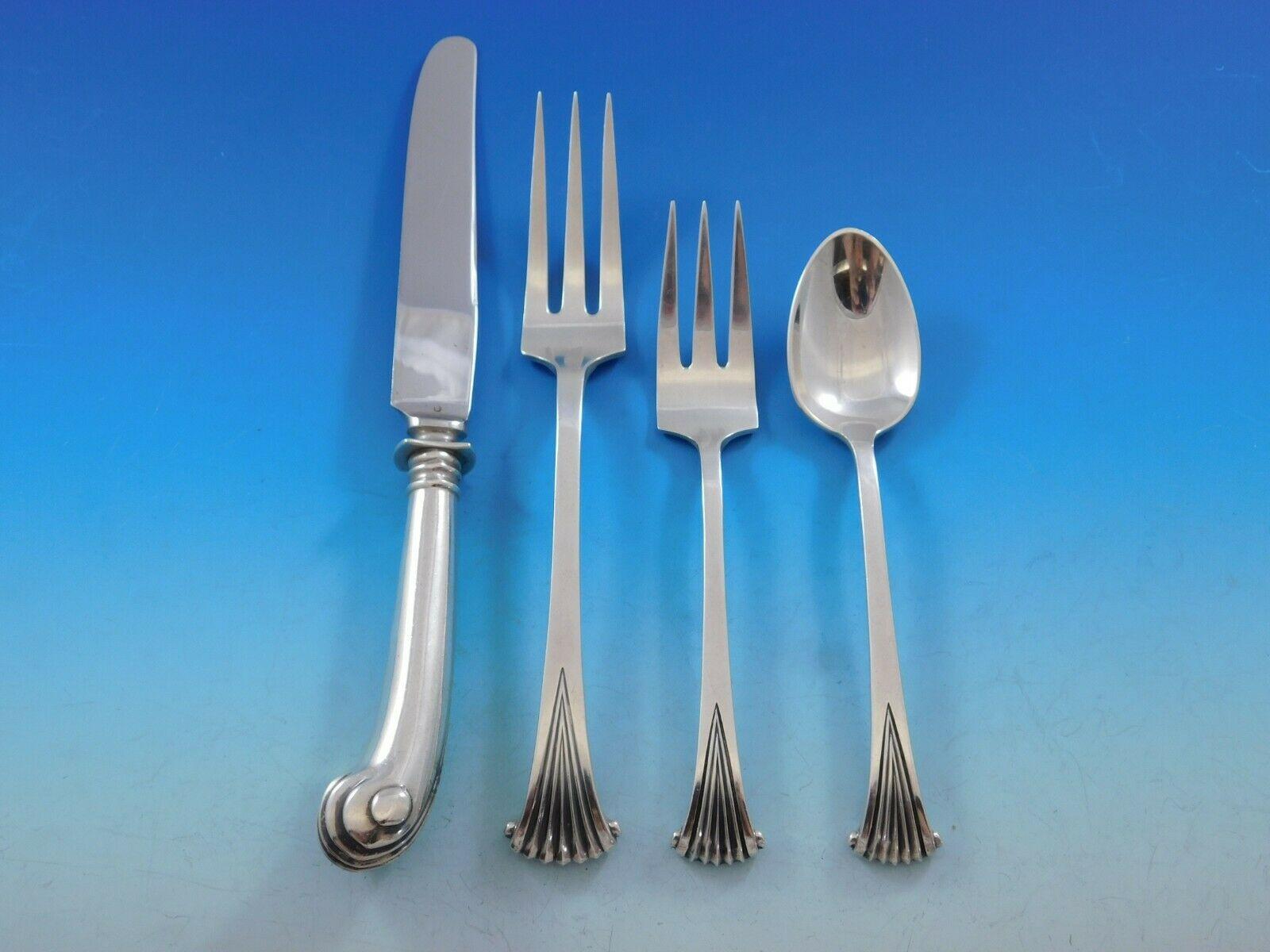 Onslow by Tuttle Sterling Silver Flatware Set for 8 Service, 53 Pieces In Excellent Condition In Big Bend, WI