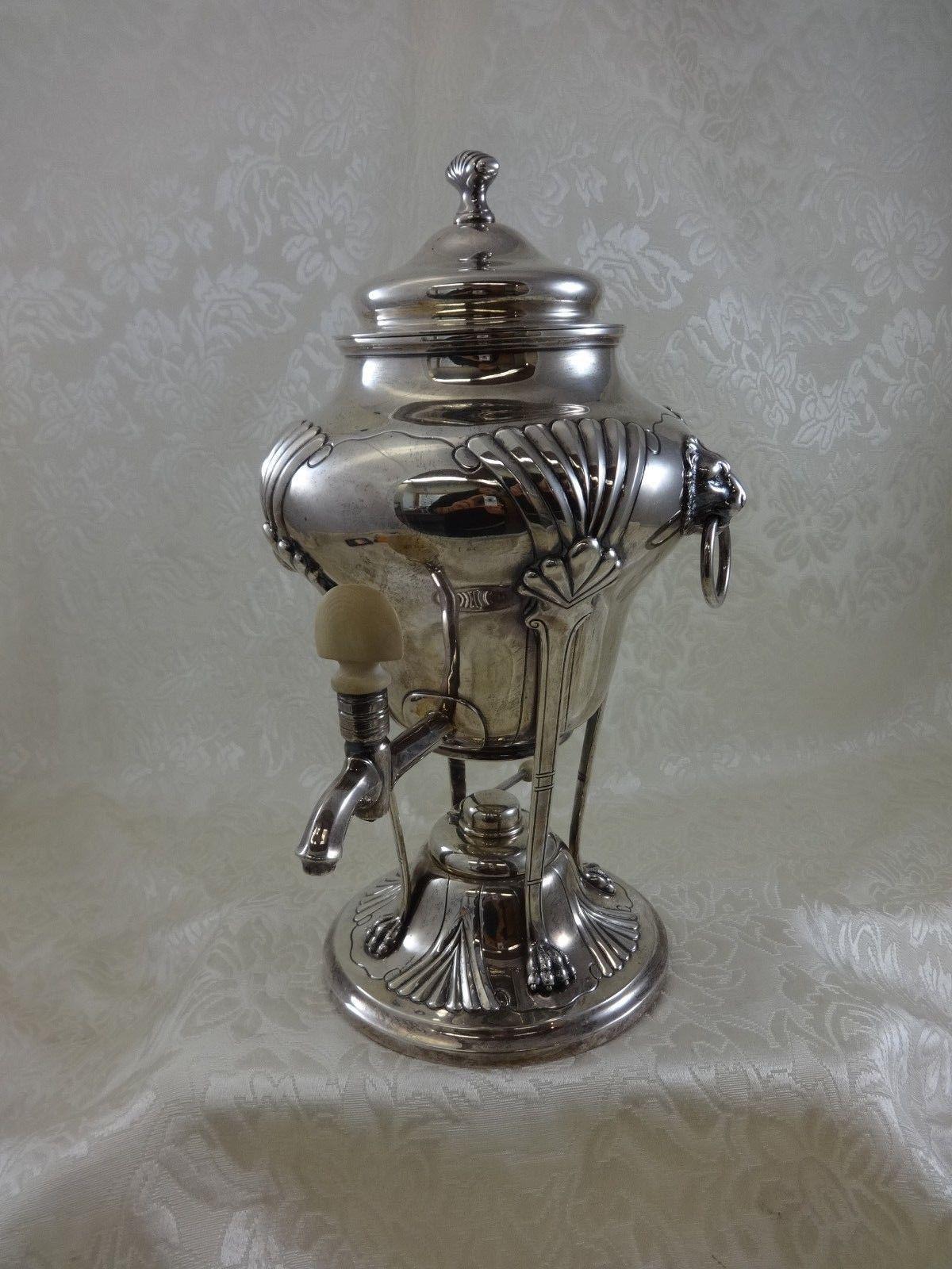 American Onslow by Tuttle Sterling Silver Hot Water Urn Samovar Lions Head #1835 For Sale