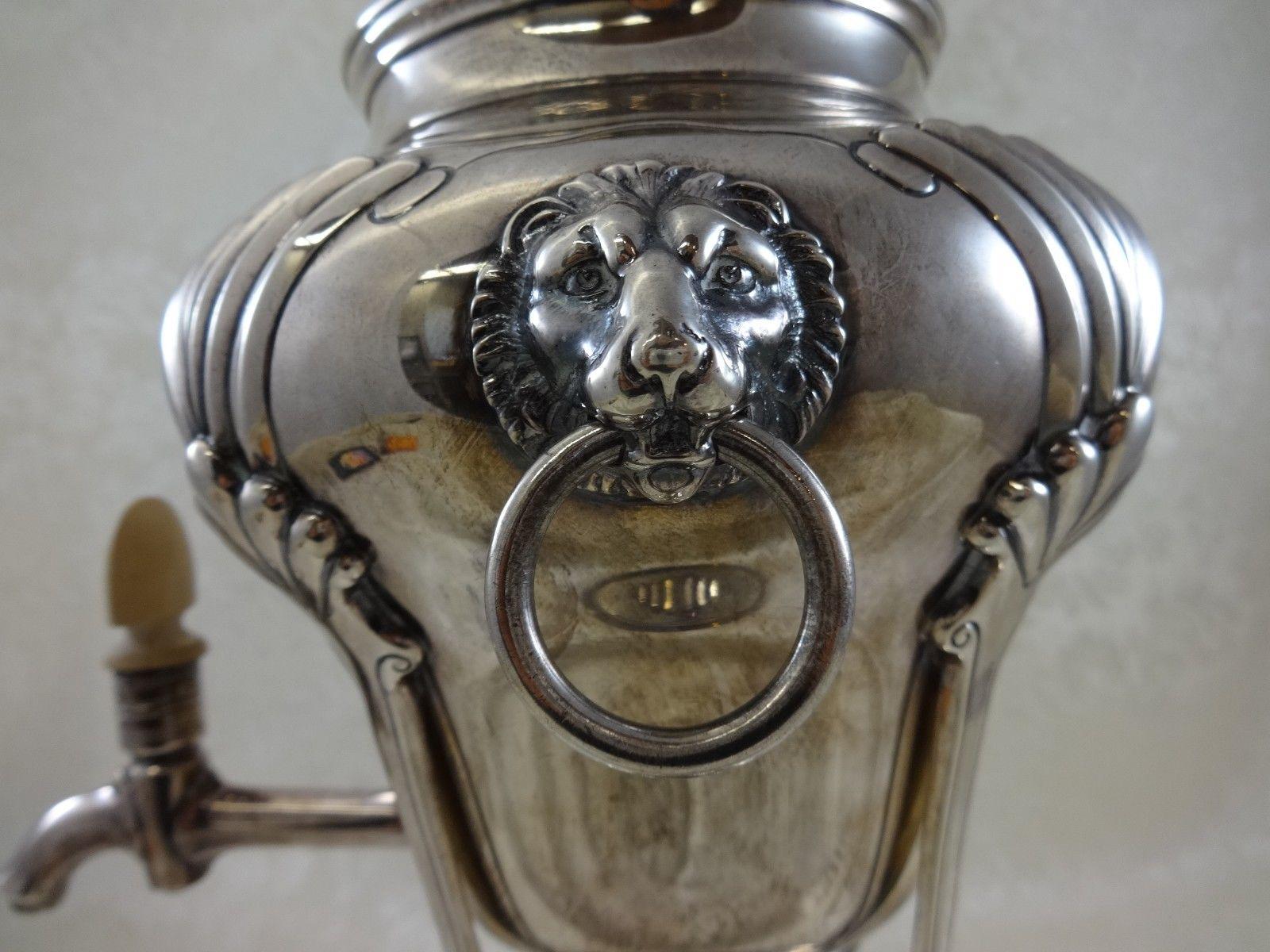 20th Century Onslow by Tuttle Sterling Silver Hot Water Urn Samovar Lions Head #1835 For Sale