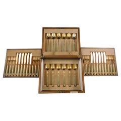 Onslow Crichton English Sterling Silver Flatware Set Dessert in Box 36 pcs Gold