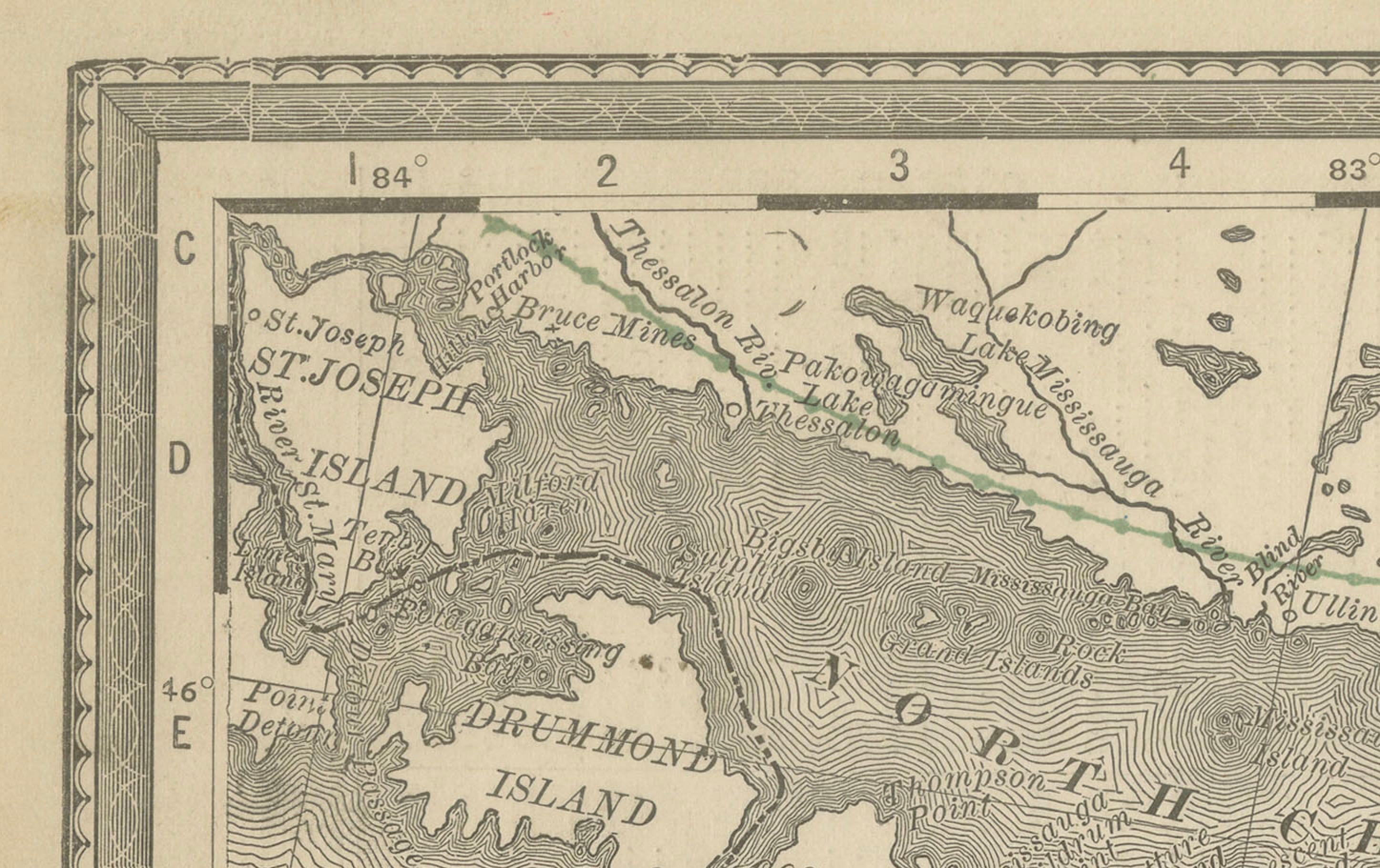 Mappa antica dell'Ontario c.1888 - Contee occidentali, ferrovie della provincia dell'Heartland in vendita 5