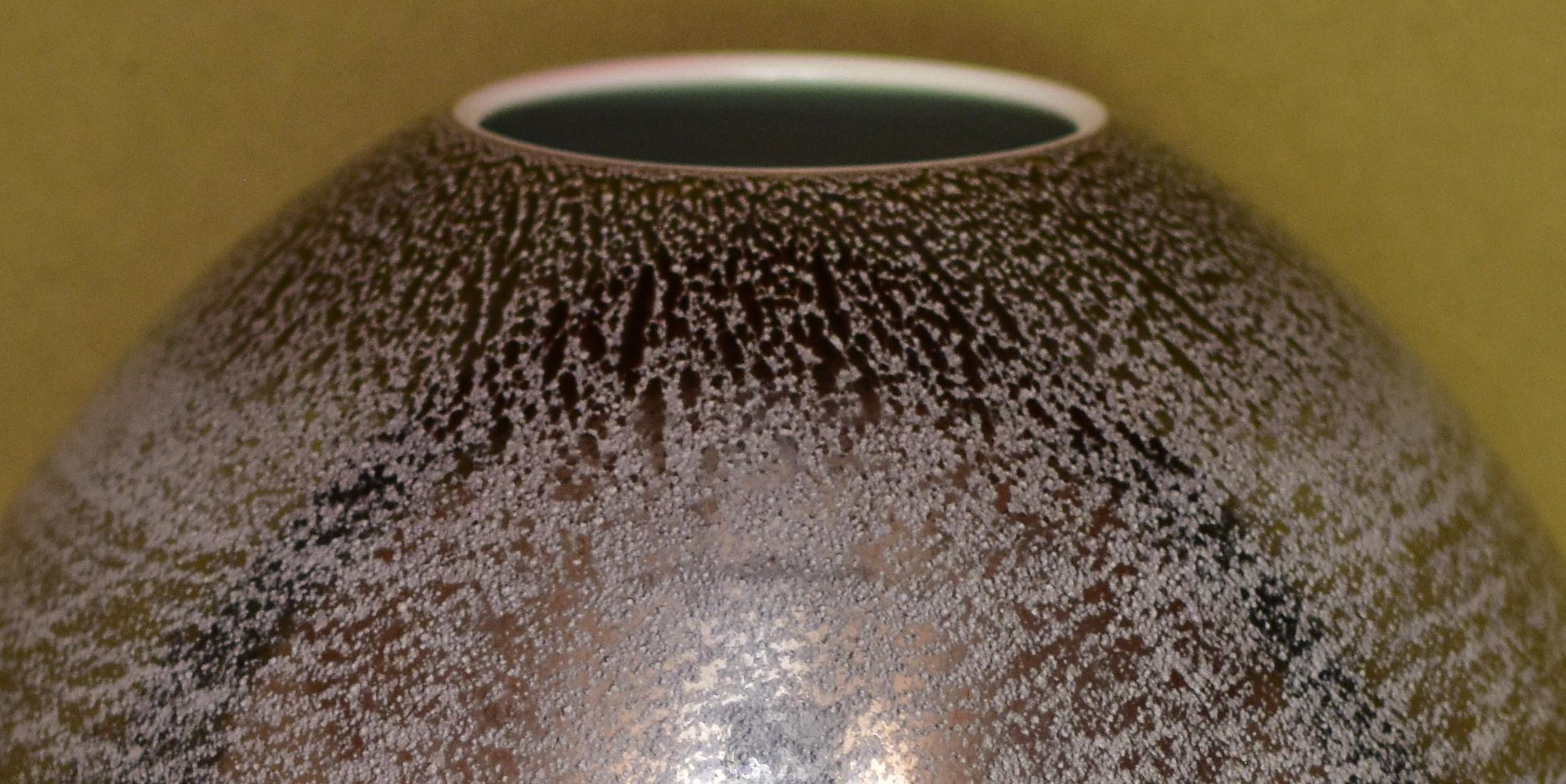 Meiji Contemporary Brown Platinum Hand-Glazed Porcelain Vase by Master Artist For Sale