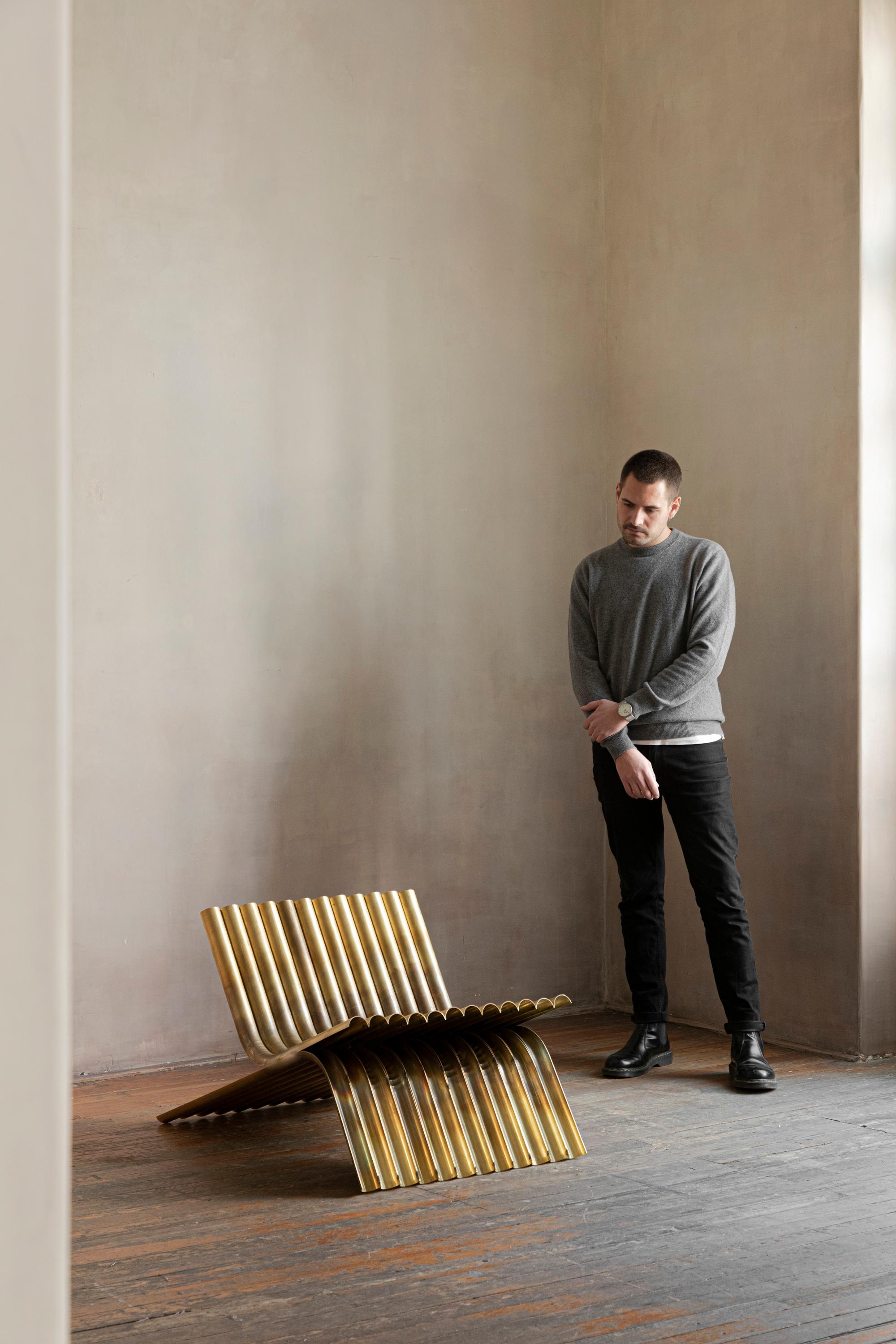 ontemporáneo mexicano OBJ-02 SILLA DE SALÓN latón en venta 3