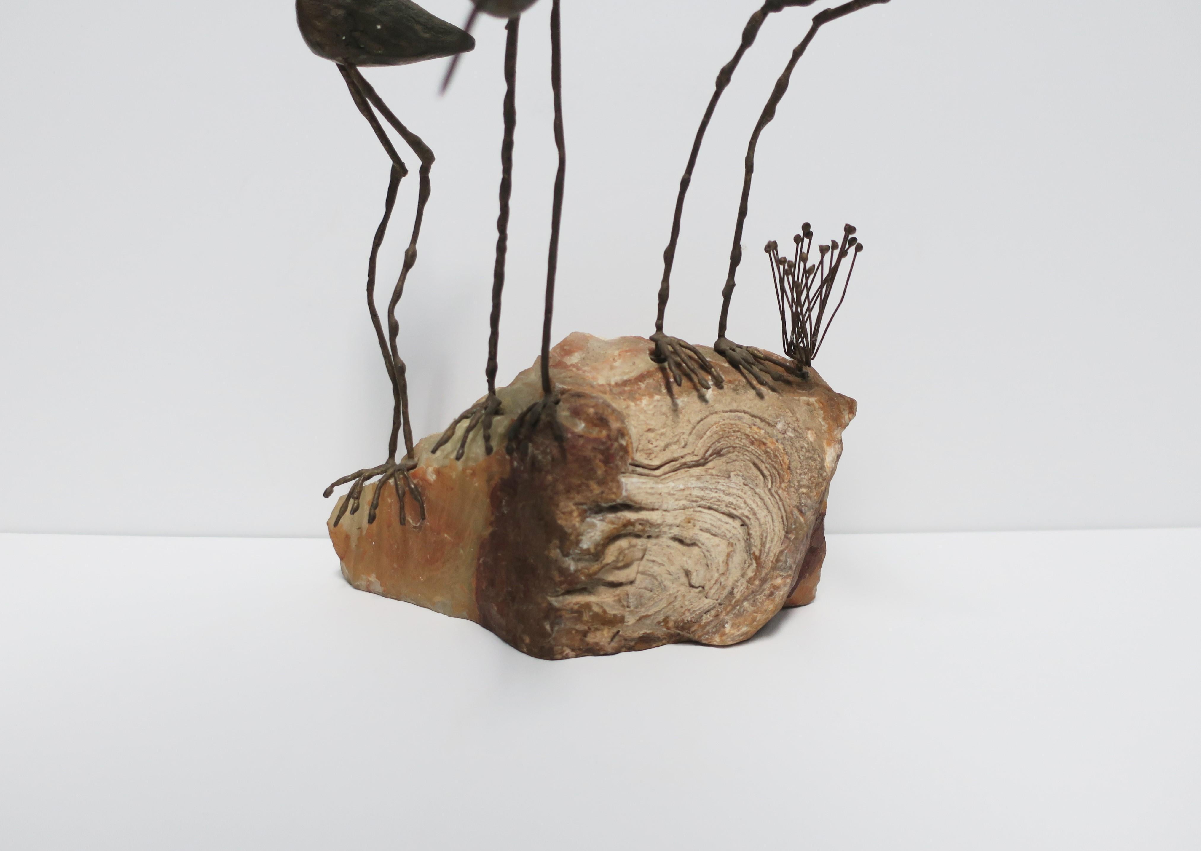 Designers Curtis Jere Onyx Marble and Bronze Birds Beach Sculpture, 1969 4