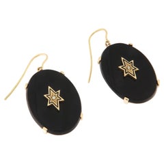 Onyx 14 Karat Gelbgold Tropfenohrringe