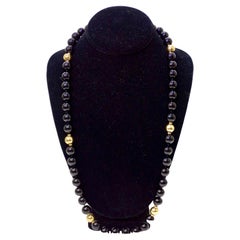 Onyx 14k Gold and Black Beaded Necklace
