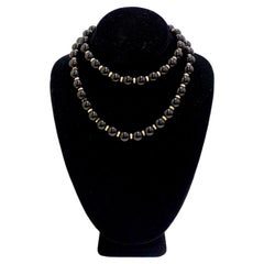 Vintage Onyx 14k Gold Beaded Necklace