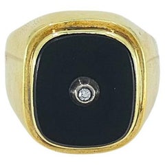 Onyx 14k Gold Men's Vintage Signet Ring