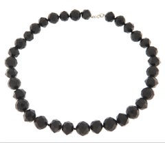 SCALA GIOIELLI Artisan 18K White Gold Onyx Choker Necklace, Italy