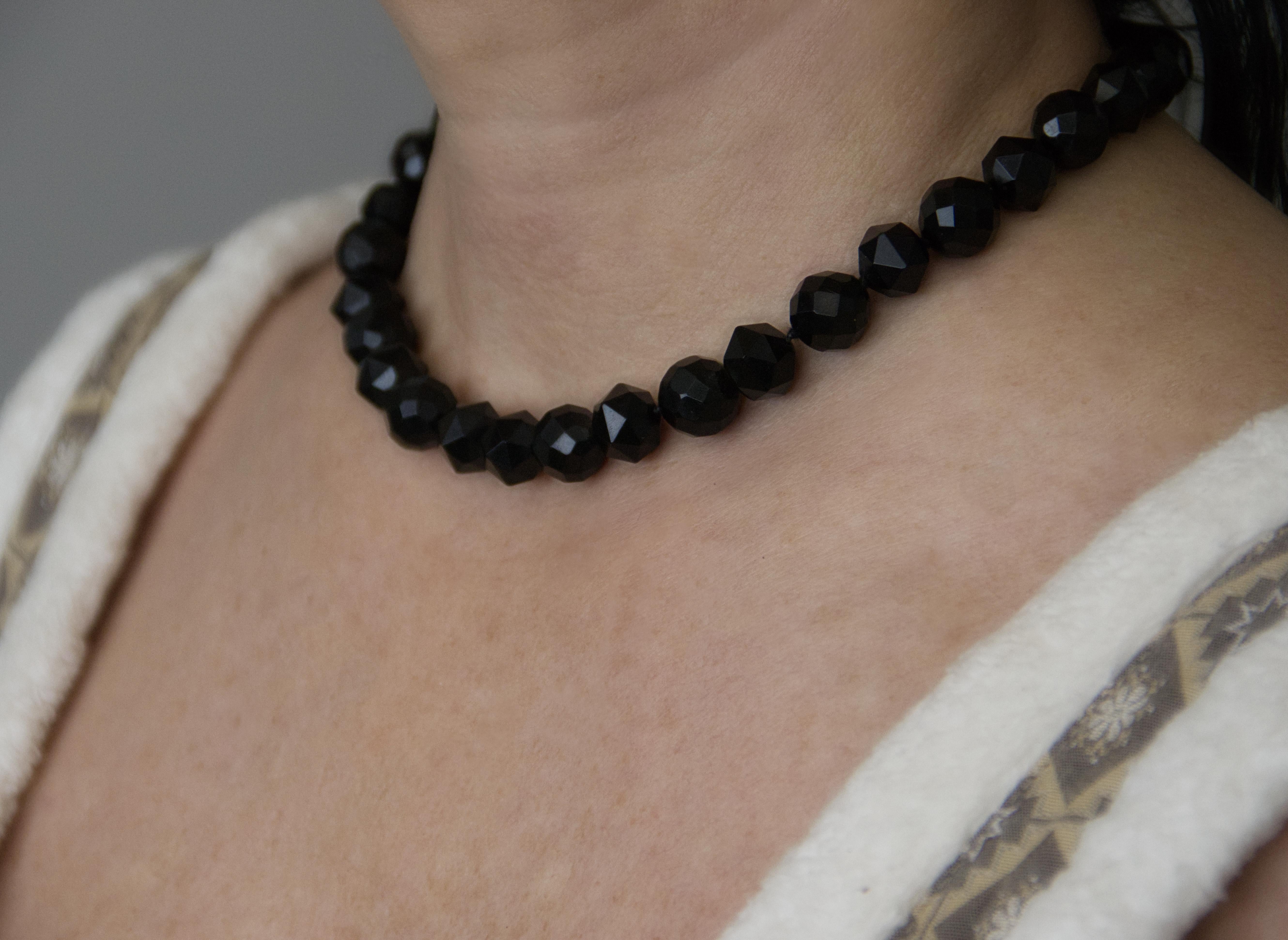 Collana girocollo in oro bianco 18 carati con onice in vendita 3