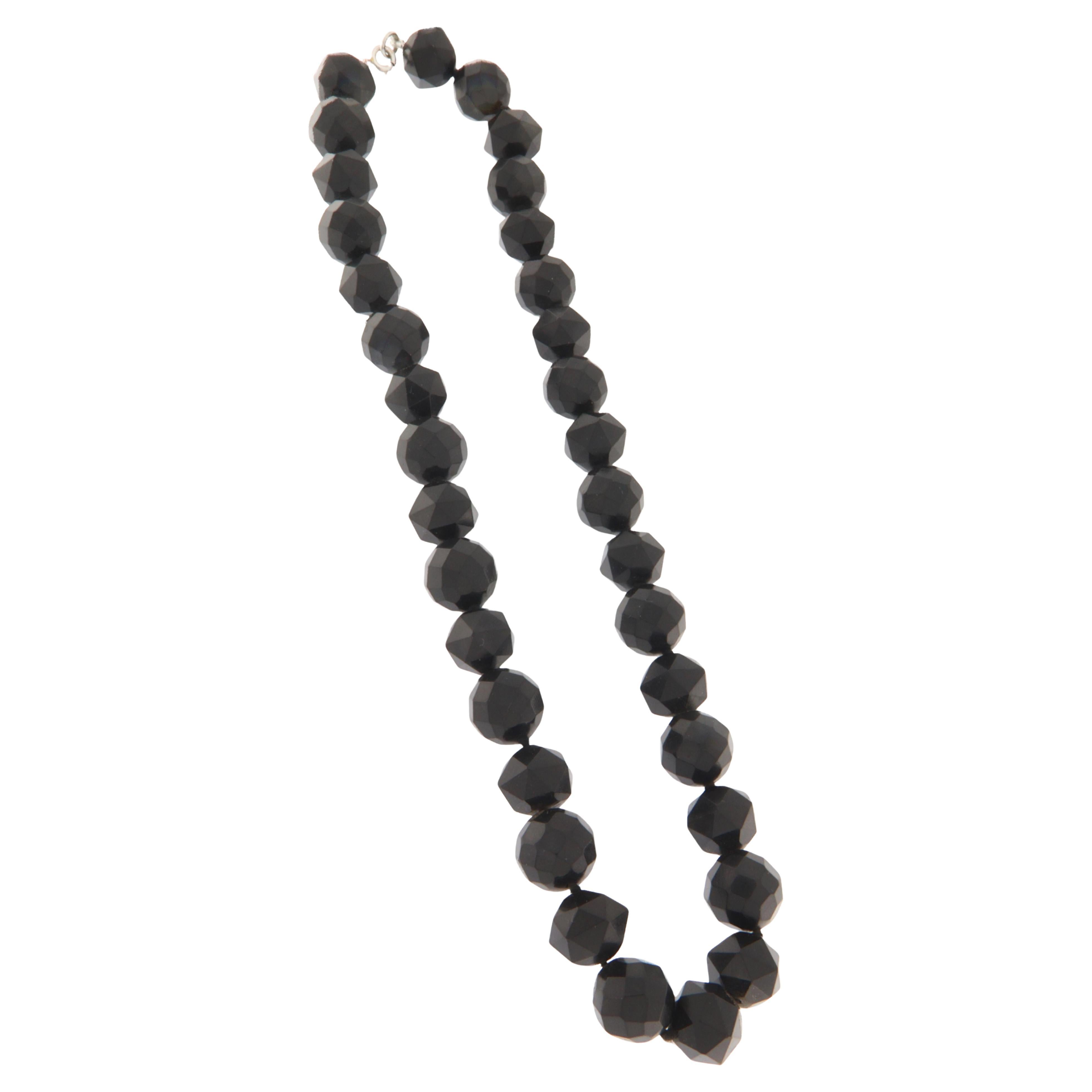 Onyx 18 Karat White Gold Choker Necklace