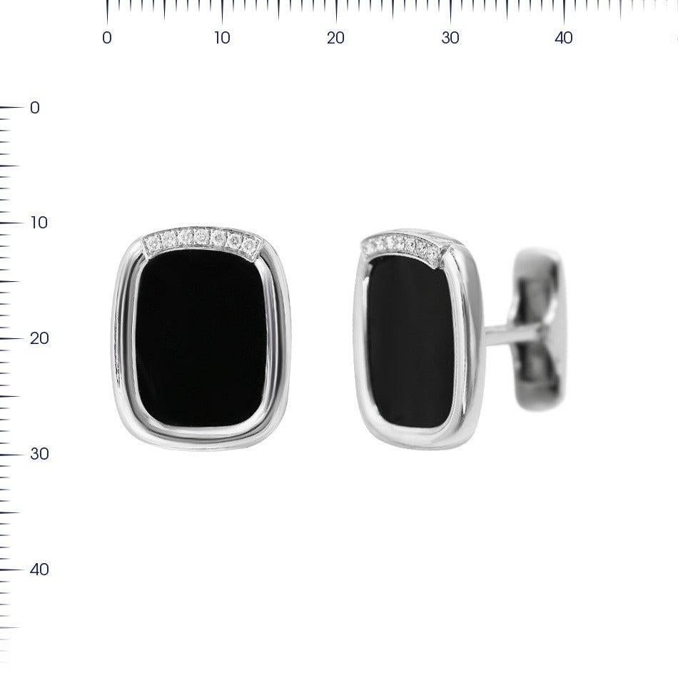 Onyx 18 Karat White Gold Fine Jewelry White Gold Statement Cufflinks In New Condition For Sale In Genève, GE