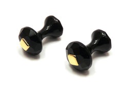 Onyx 18 Karat Yellow Gold Cufflinks Handcraft in Italy by Botta Gioielli