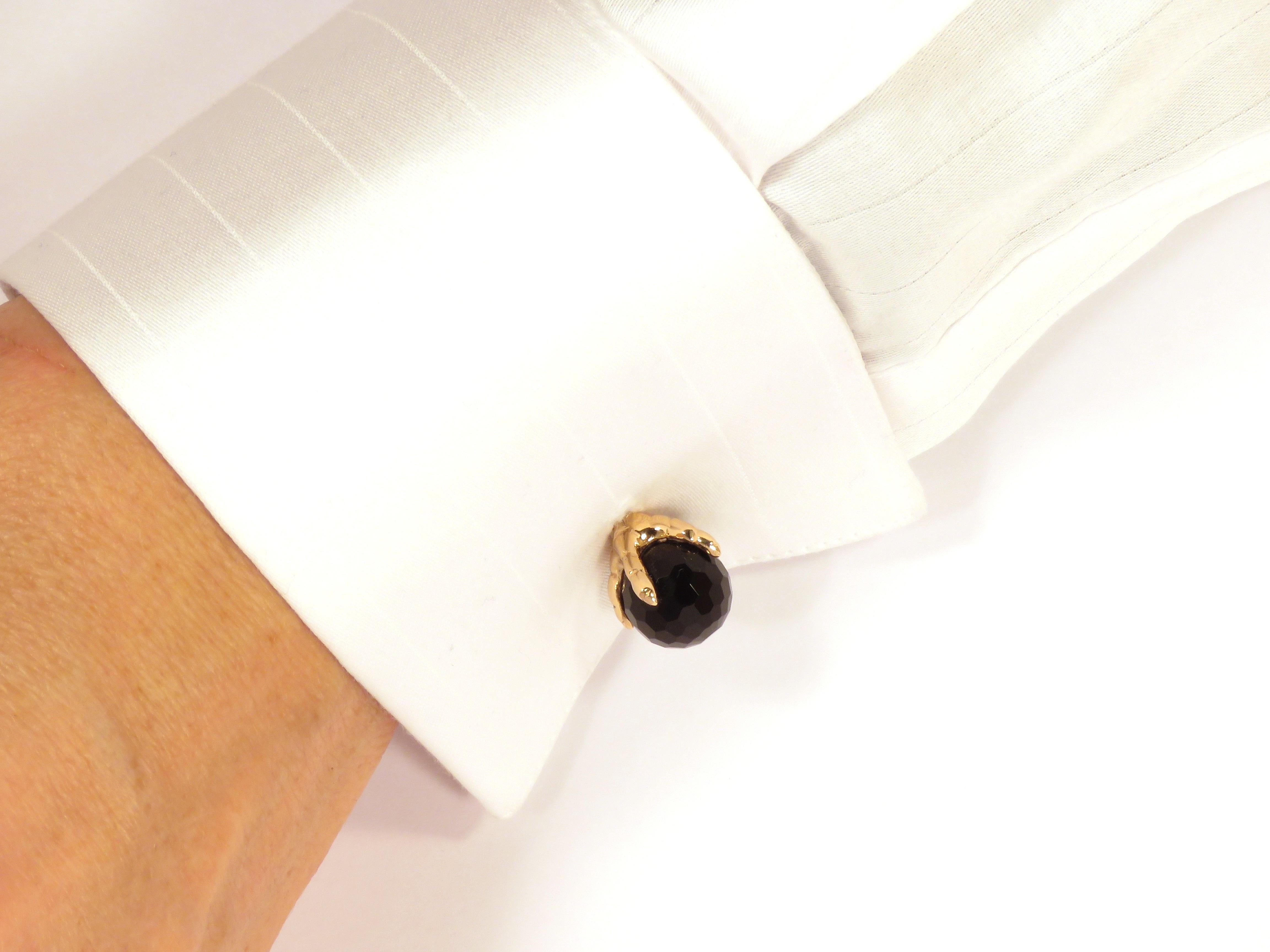 Contemporary Onyx 9 Karat Rose Gold Cufflinks Handcrafted in Italy 
