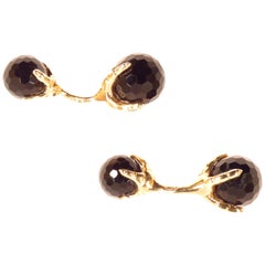 Onyx 9 Karat Rose Gold Cufflinks Handcrafted in Italy 