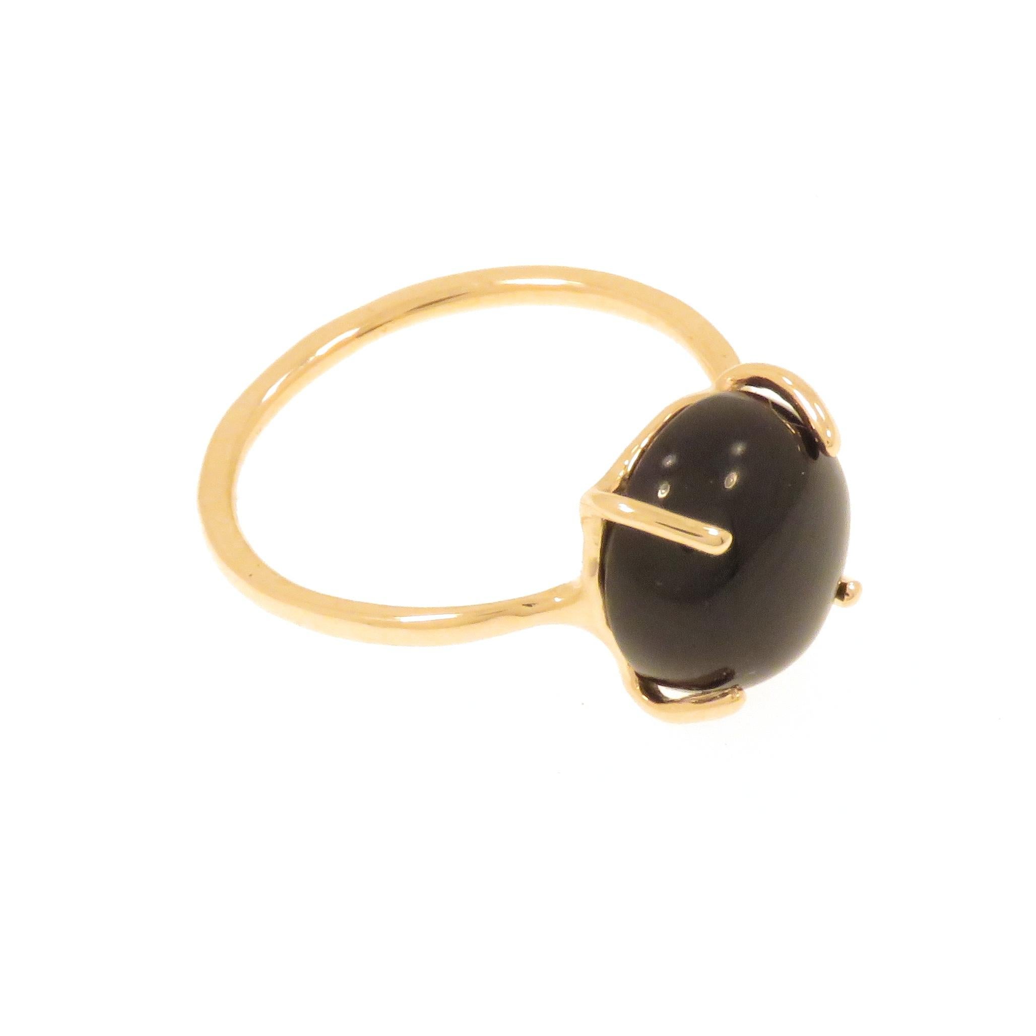 Onyx 9 Karat Rose Gold Ring Handcrafted in Italy In New Condition For Sale In Milano, IT