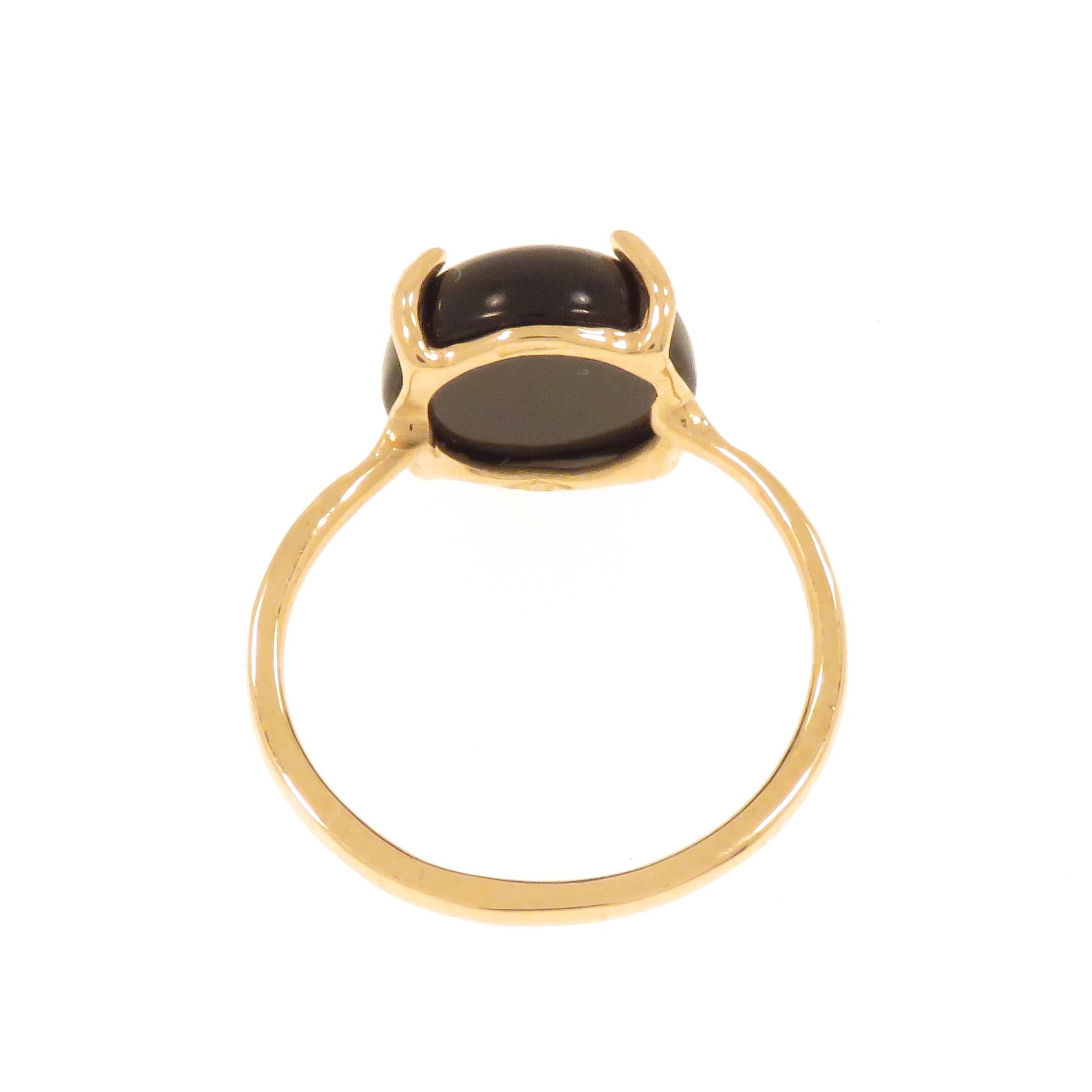 Women's Onyx 9 Karat Rose Gold Ring Handcrafted in Italy For Sale
