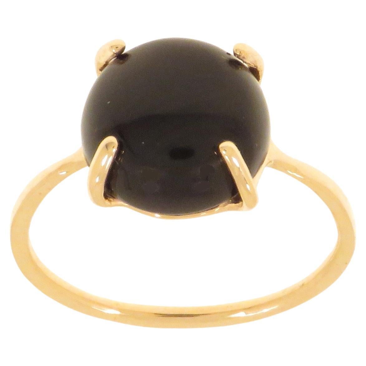 Onyx 9 Karat Rose Gold Ring Handcrafted in Italy For Sale