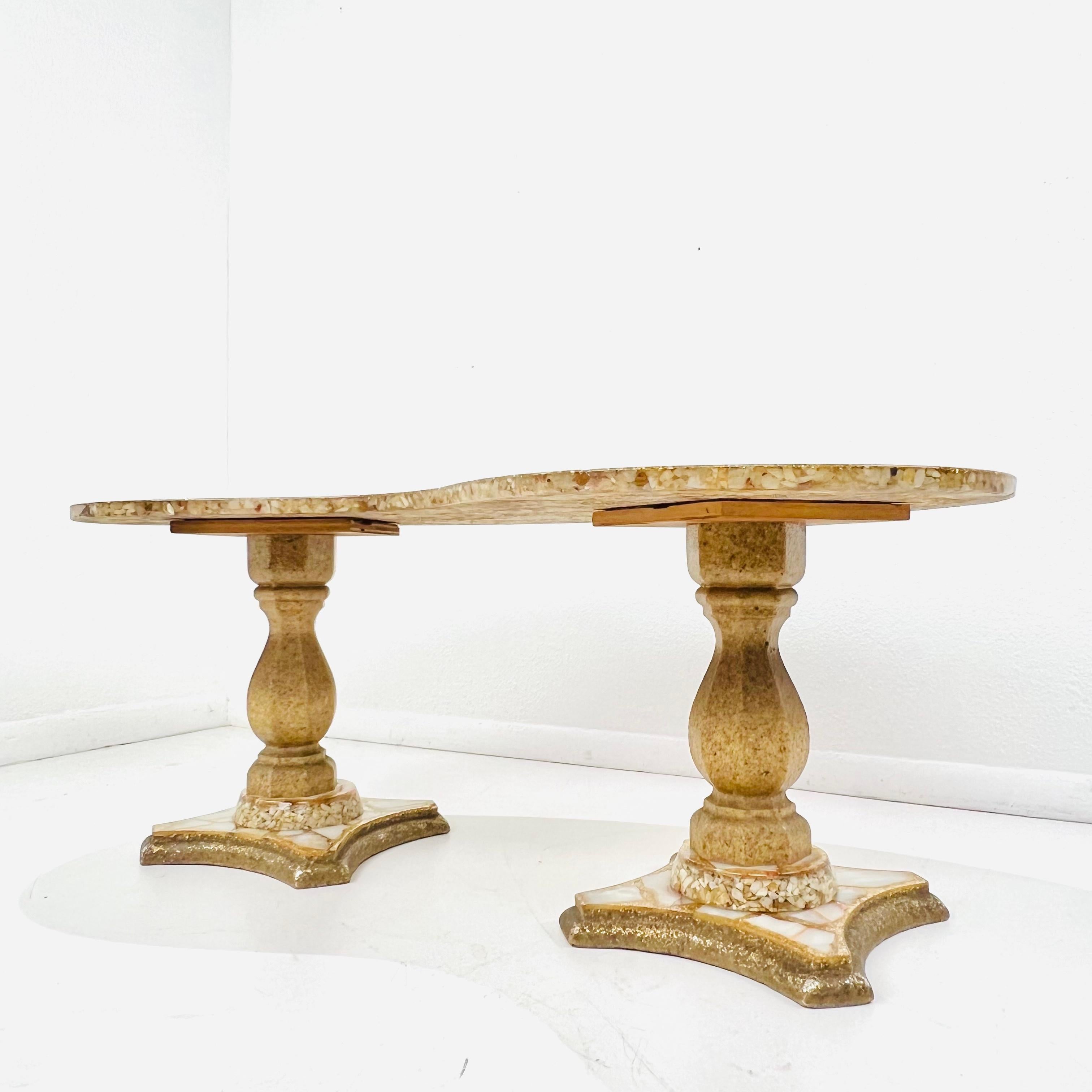 Onyx, Abalone, and Gold Glitter Kidney Shaped Coffee Table by Arturo Pani For Sale 9