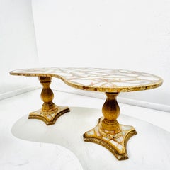 Onyx, Abalone, and Gold Glitter Kidney Shaped Coffee Table by Arturo Pani