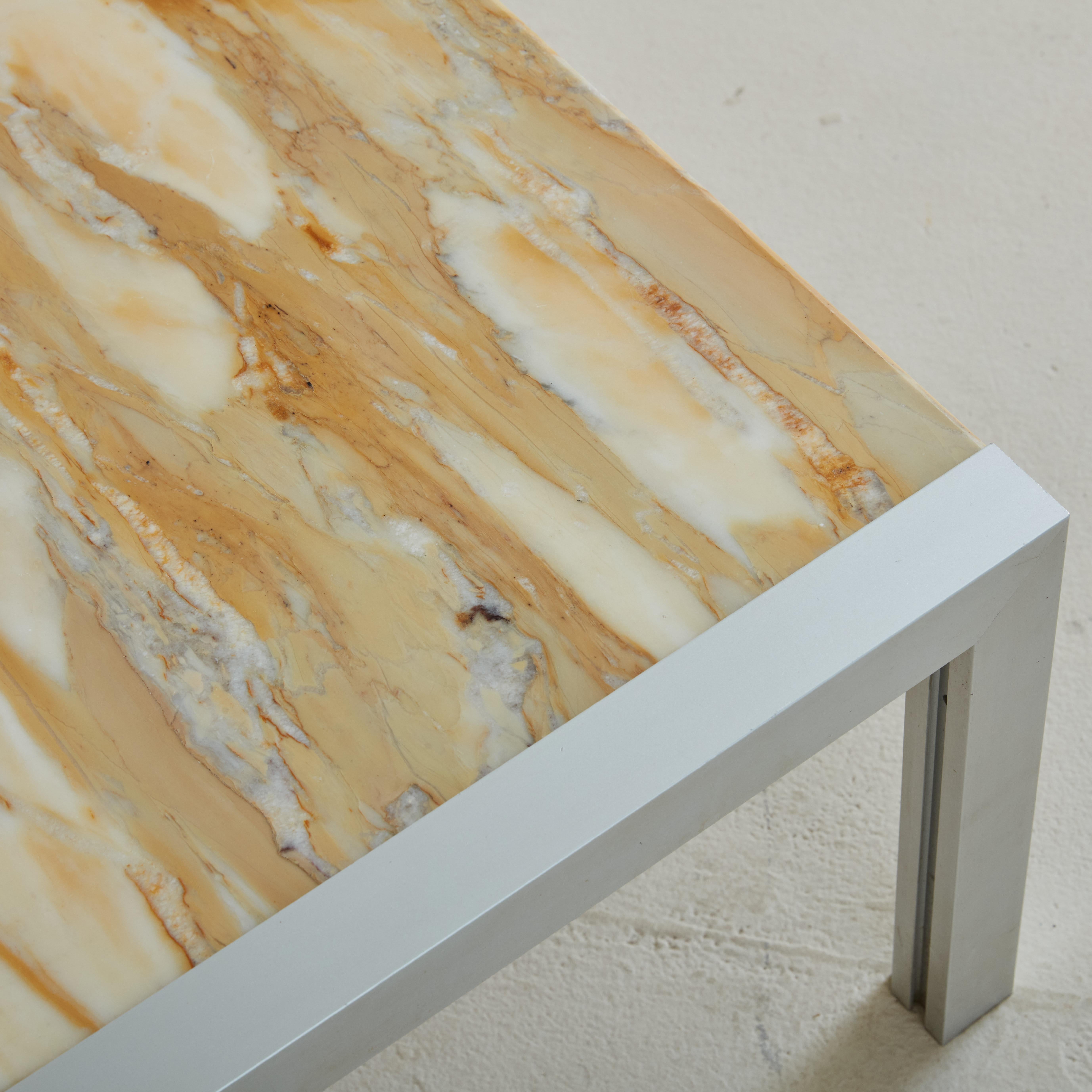 French Onyx Accent or Side Table with Aluminum Base, France 1970s For Sale