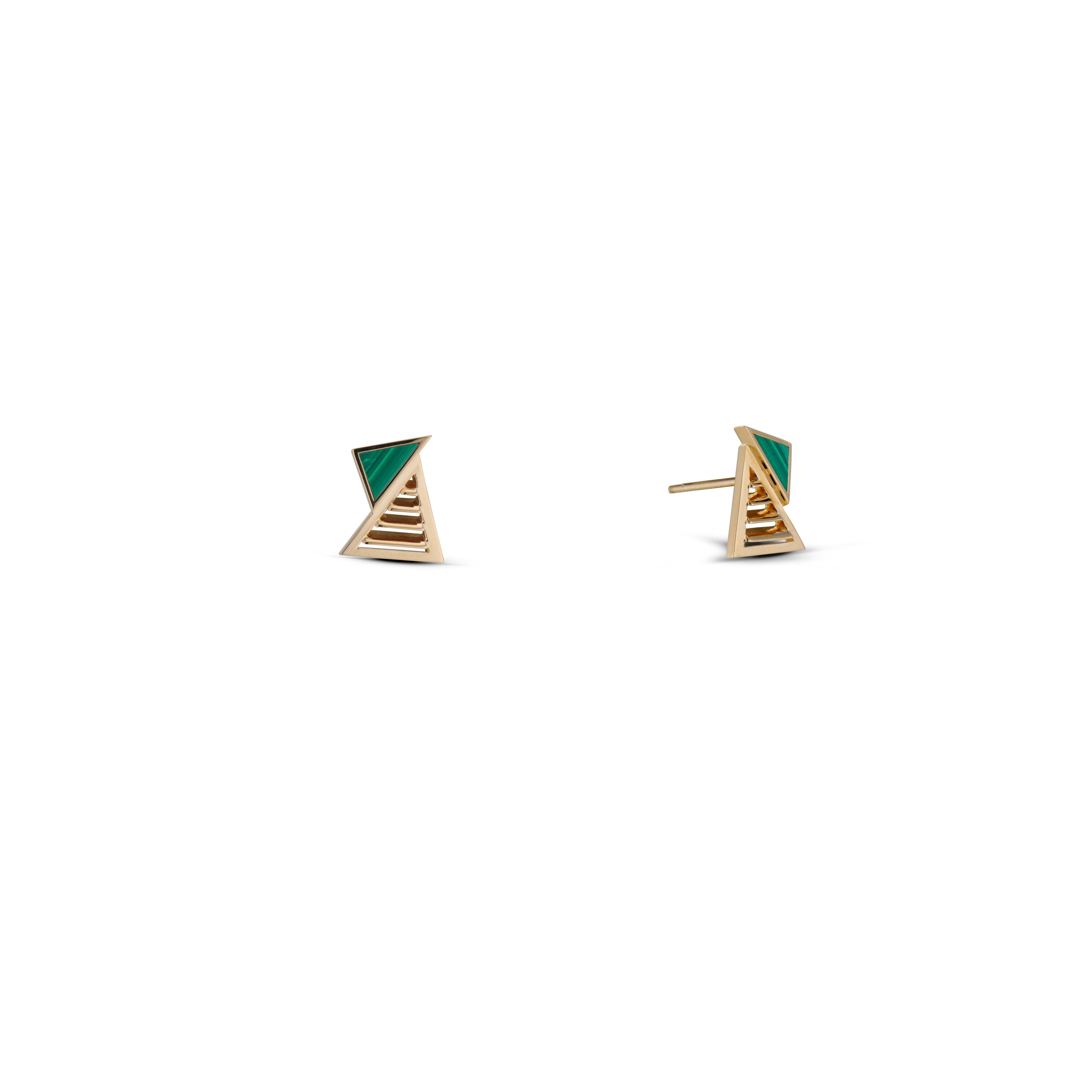 Contemporary JV Insardi Onyx and 18kt Gold Stud Earrings