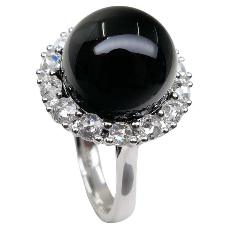 F&T JEWEL Black Onyx Jewelry Vintage Ring Engagement Rings For Women Wedding Bridal rings 